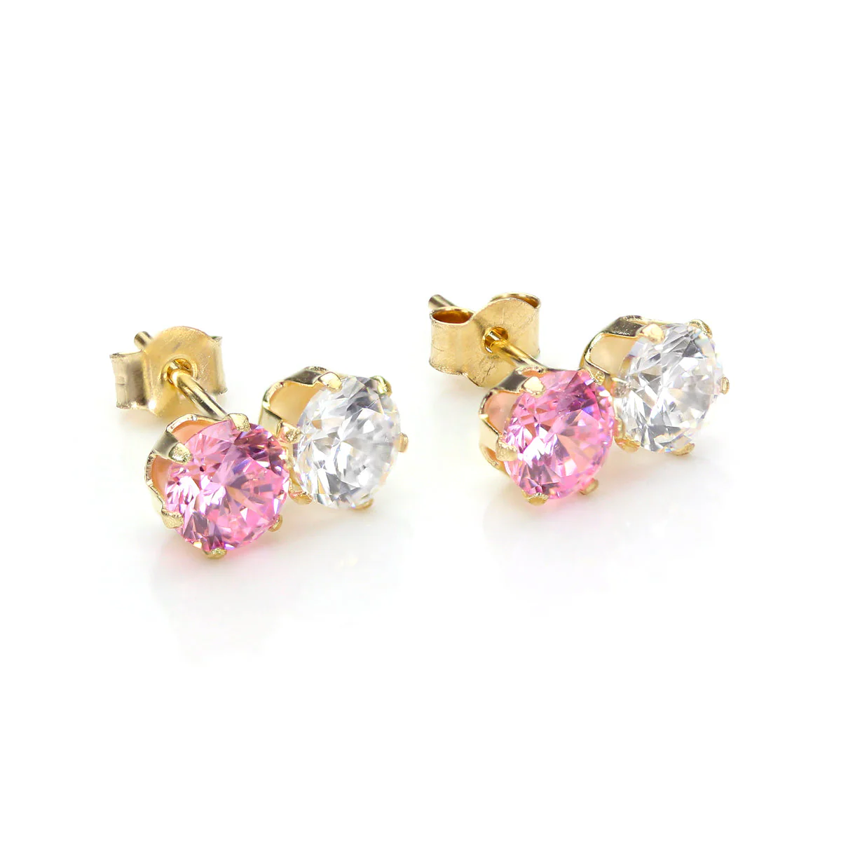 9ct Yellow Gold Crystal Double Stud Earrings - Image 3