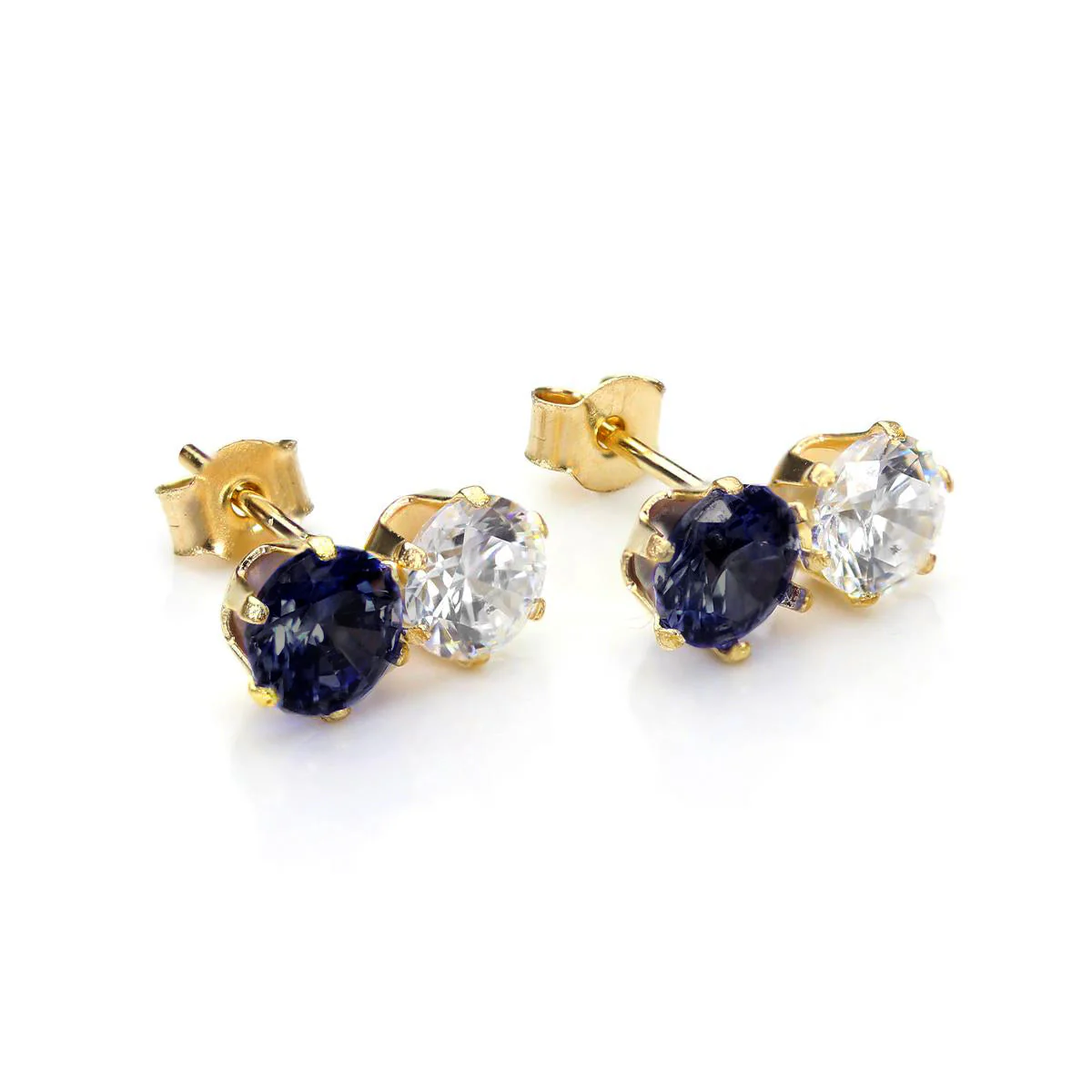 9ct Yellow Gold Crystal Double Stud Earrings - Image 4
