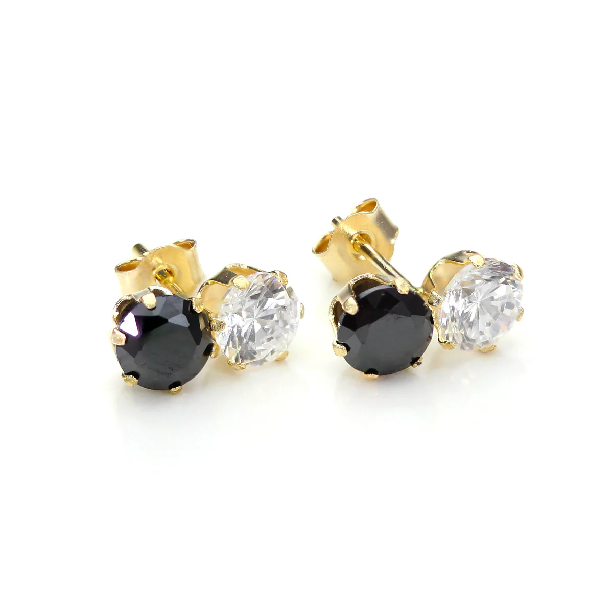 9ct Yellow Gold Crystal Double Stud Earrings - Image 5
