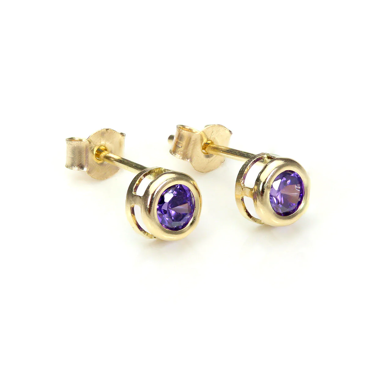 9ct Yellow Gold Gemstone & Crystal 4mm Stud Earrings - Image 2