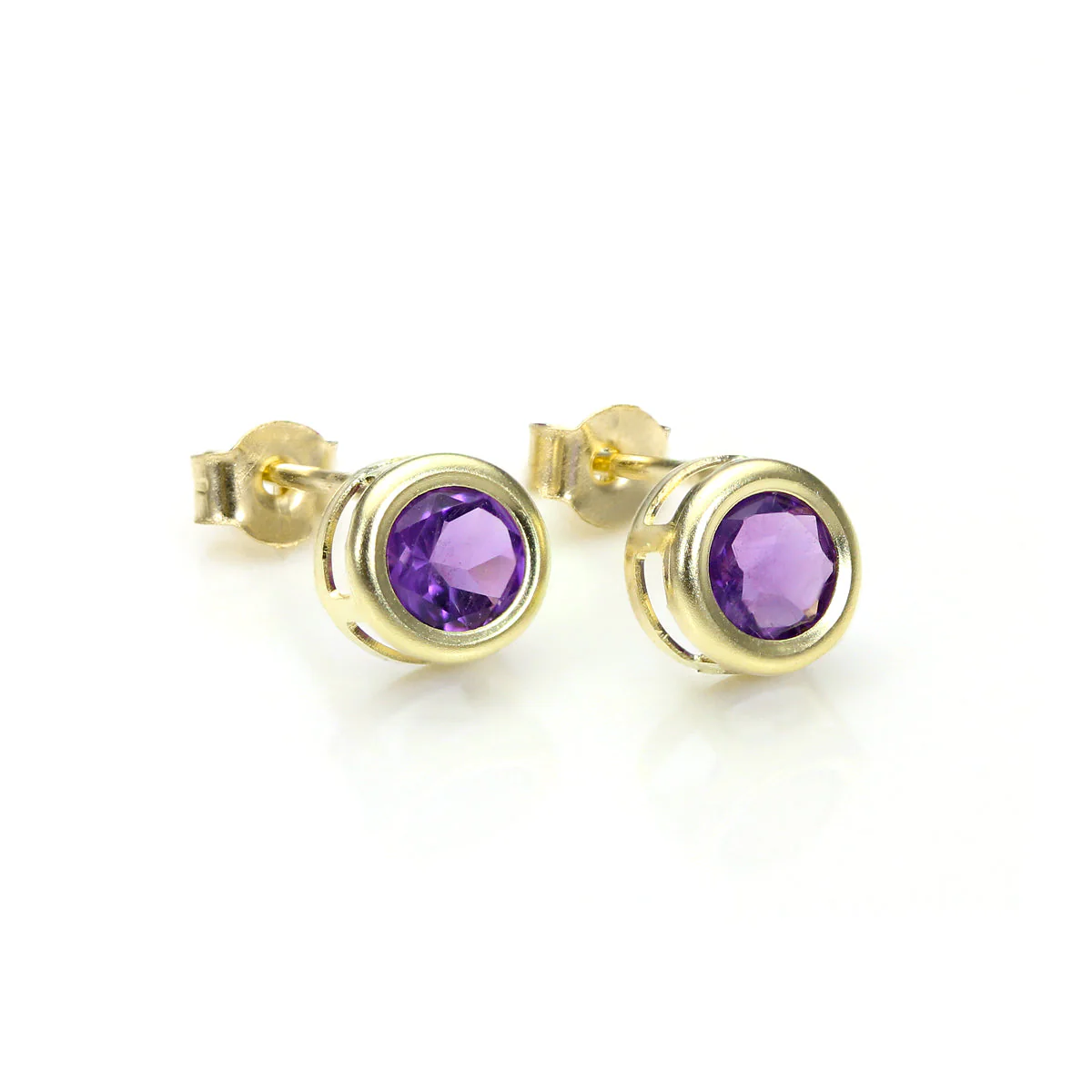 9ct Yellow Gold Gemstone & Crystal 5mm Stud Earrings - Image 3