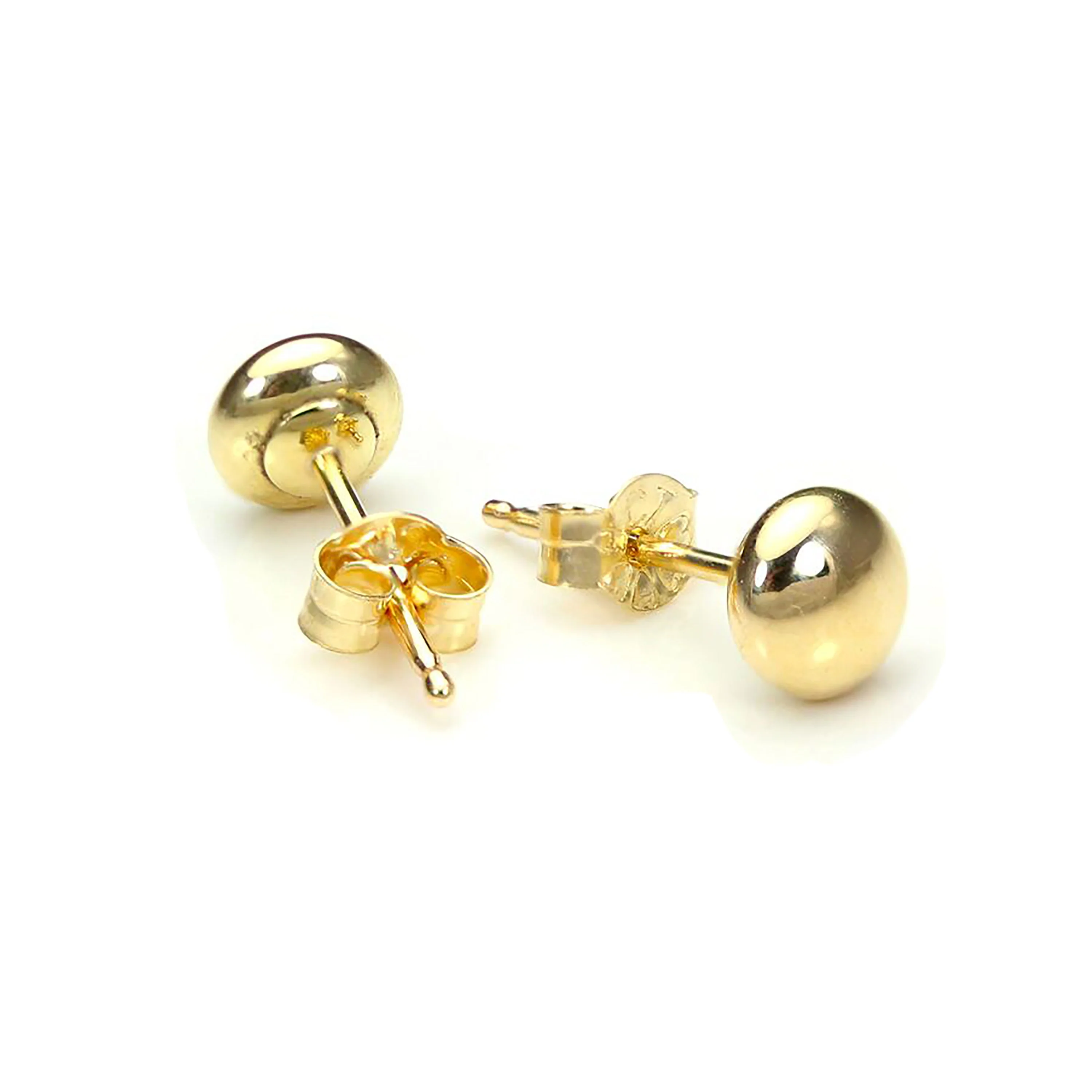 9ct Yellow Gold Plain Round Button Stud Earrings - Image 5
