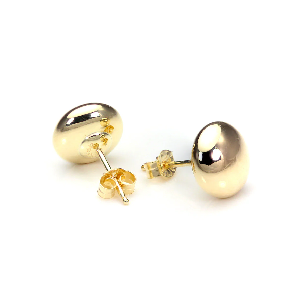 9ct Yellow Gold Plain Round Button Stud Earrings - Image 7