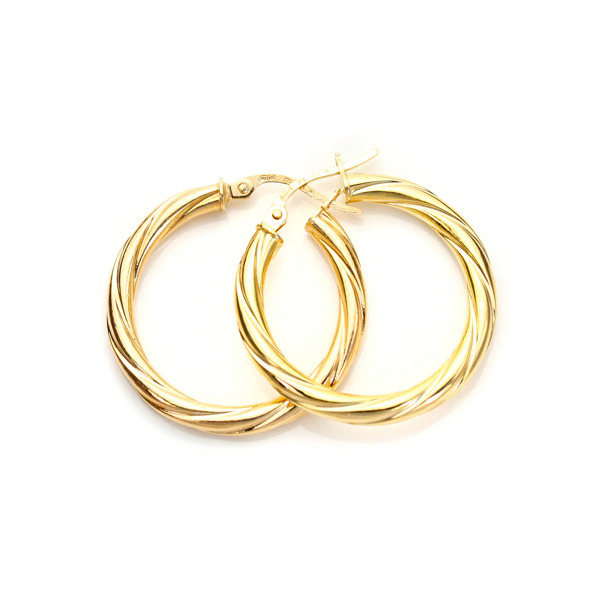 9ct Yellow Gold Twisted 3mm Creole Earrings - Image 2
