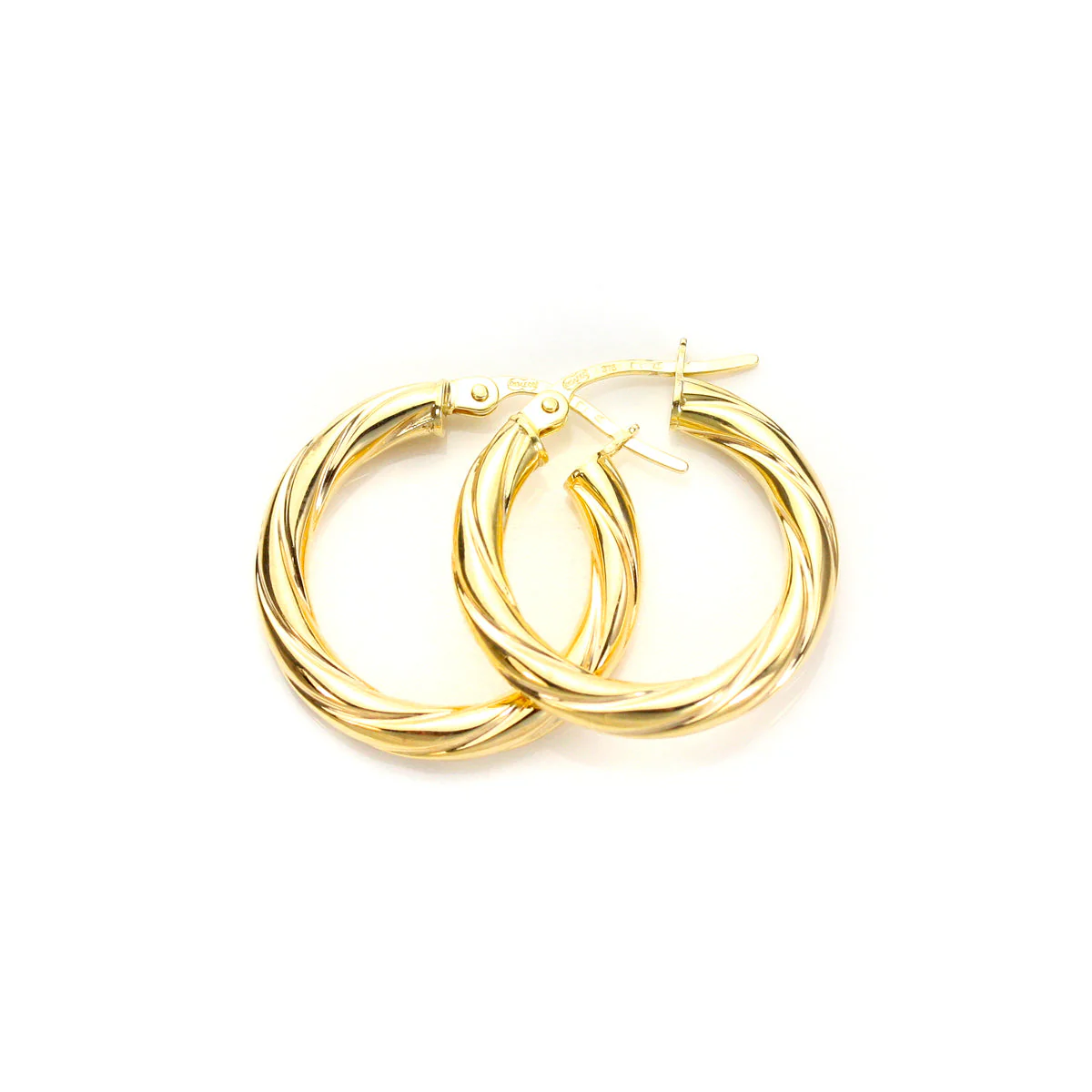 9ct Yellow Gold Twisted 3mm Creole Earrings - Image 5