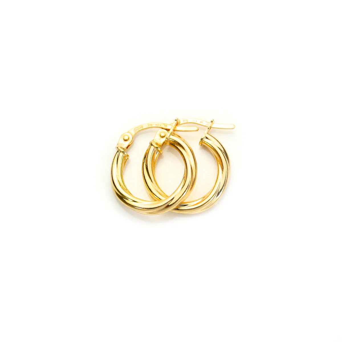9ct Yellow Gold Twisted Creole Earrings - Image 4