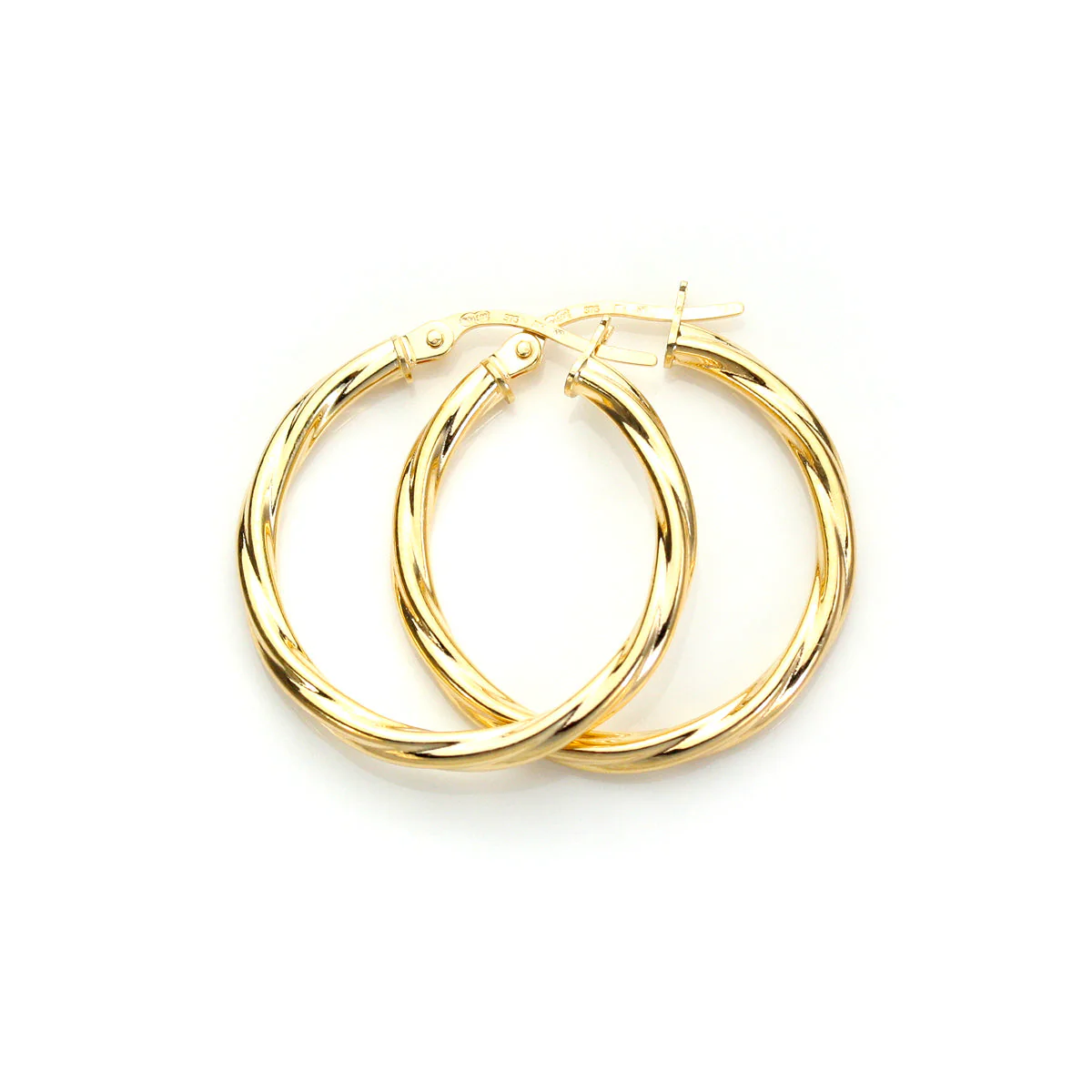 9ct Yellow Gold Twisted Creole Earrings - Image 5