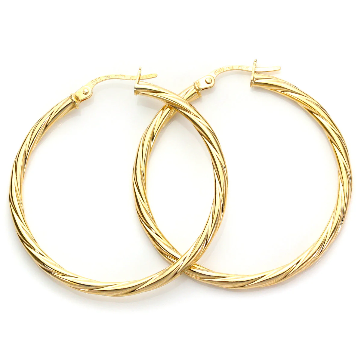 9ct Yellow Gold Twisted Creole Earrings - Image 6