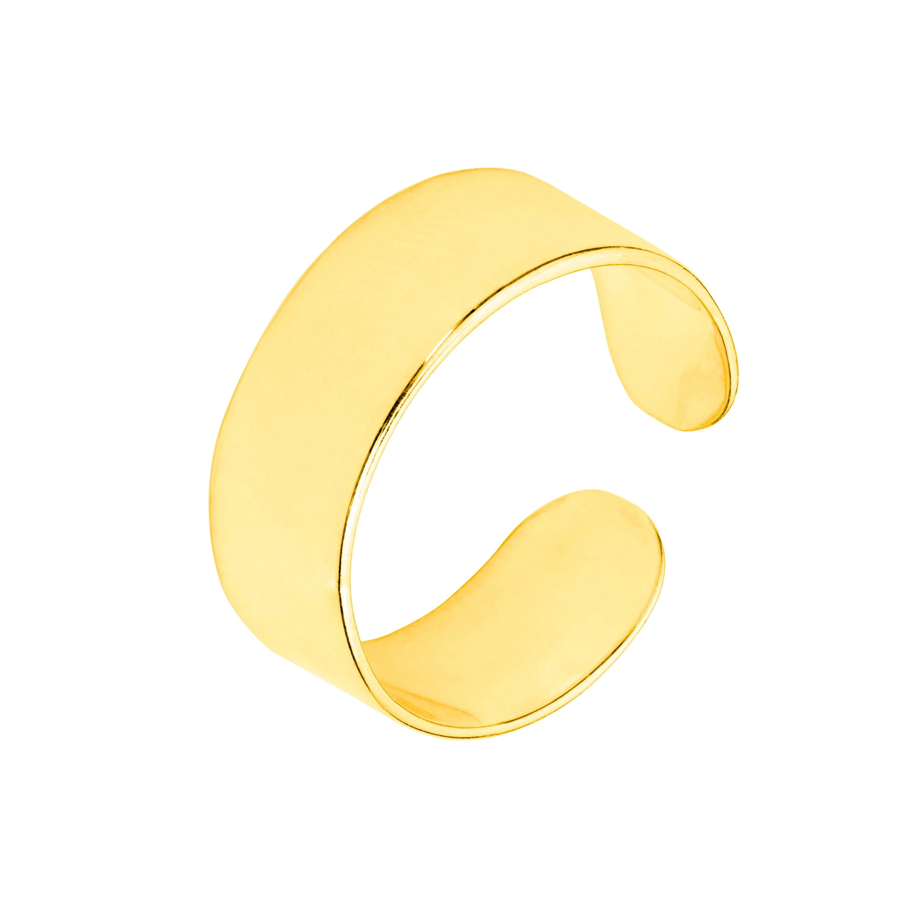 Adjustable Plain Gold Plated Sterling Silver Thick Flat Band Ring - Image 4