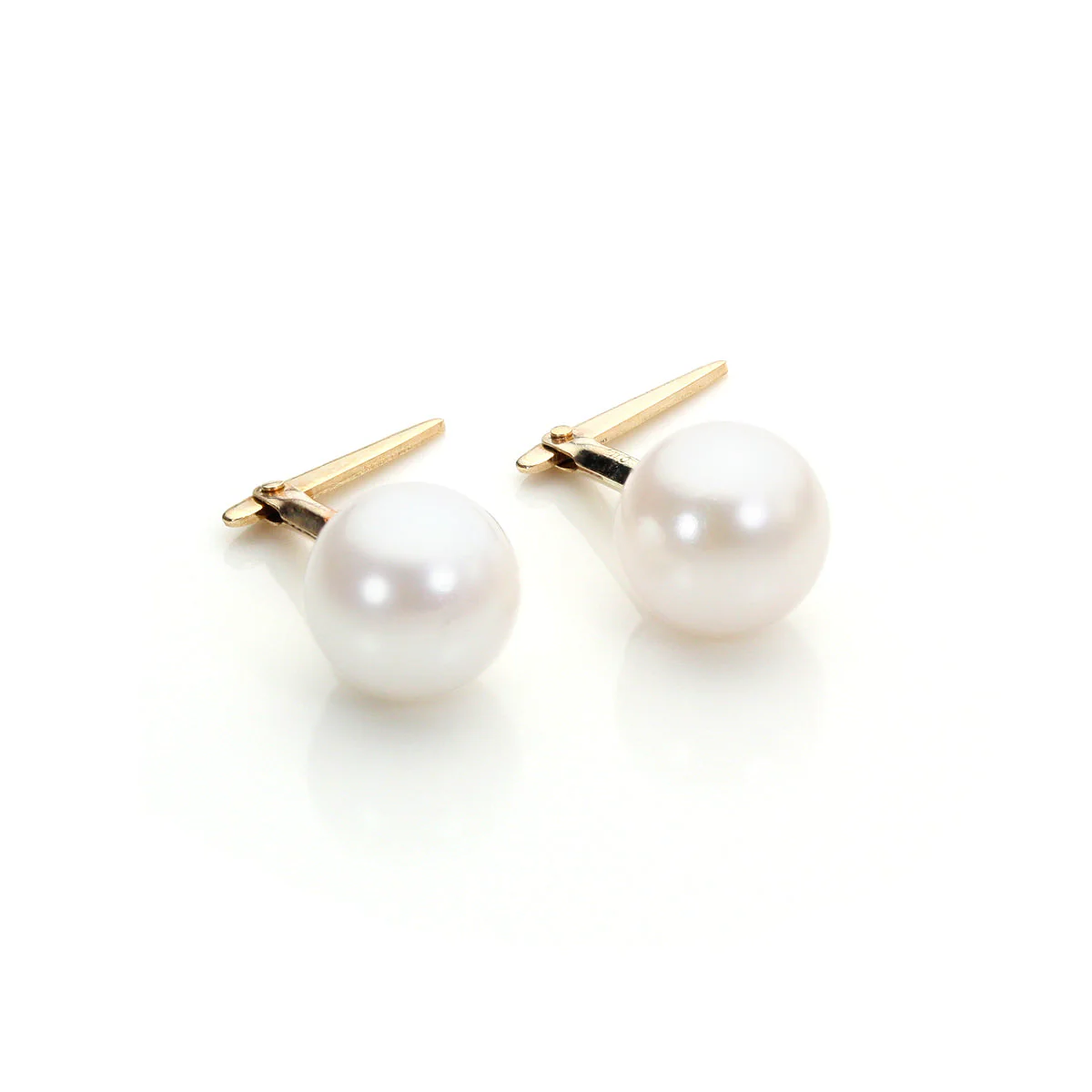 Andralok 9ct Yellow Gold Cultured Pearl June Birthstone Stud Earrings - Image 2