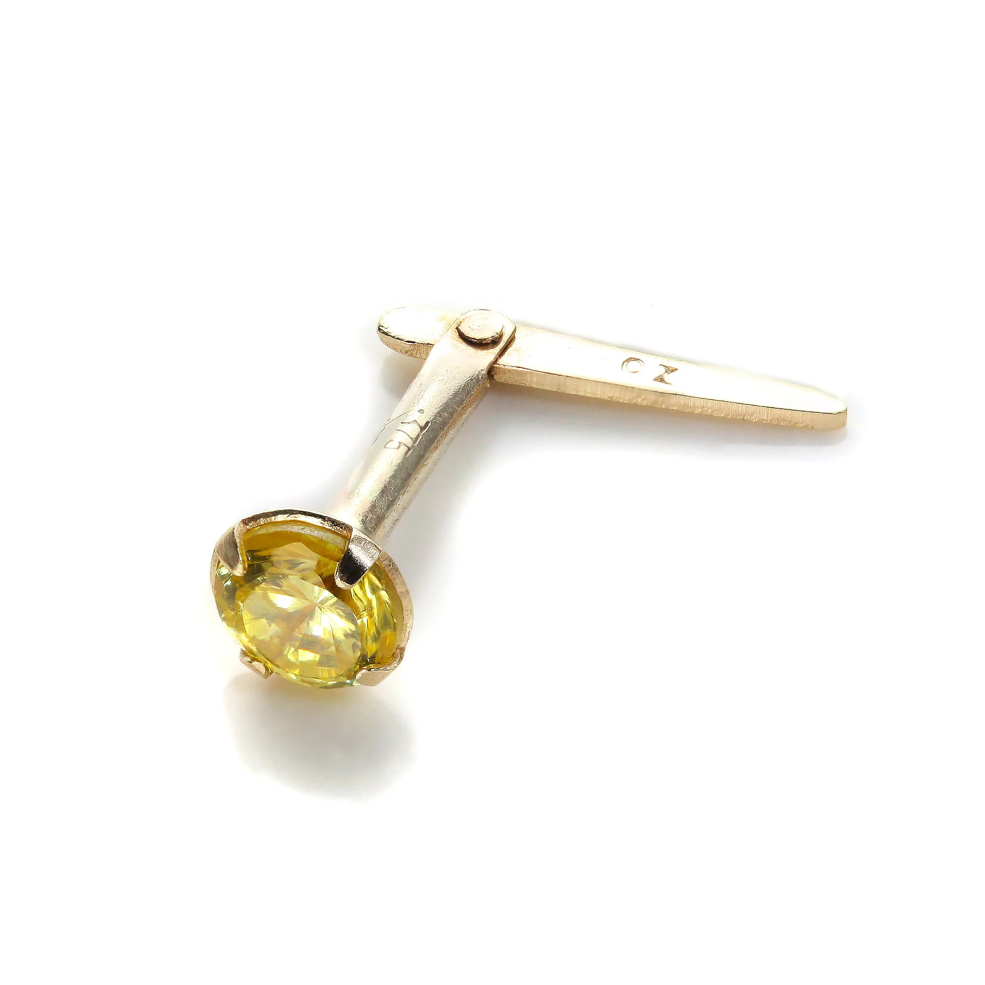 Andralok 9ct Yellow Gold CZ 3mm Round Nose Stud - Image 4
