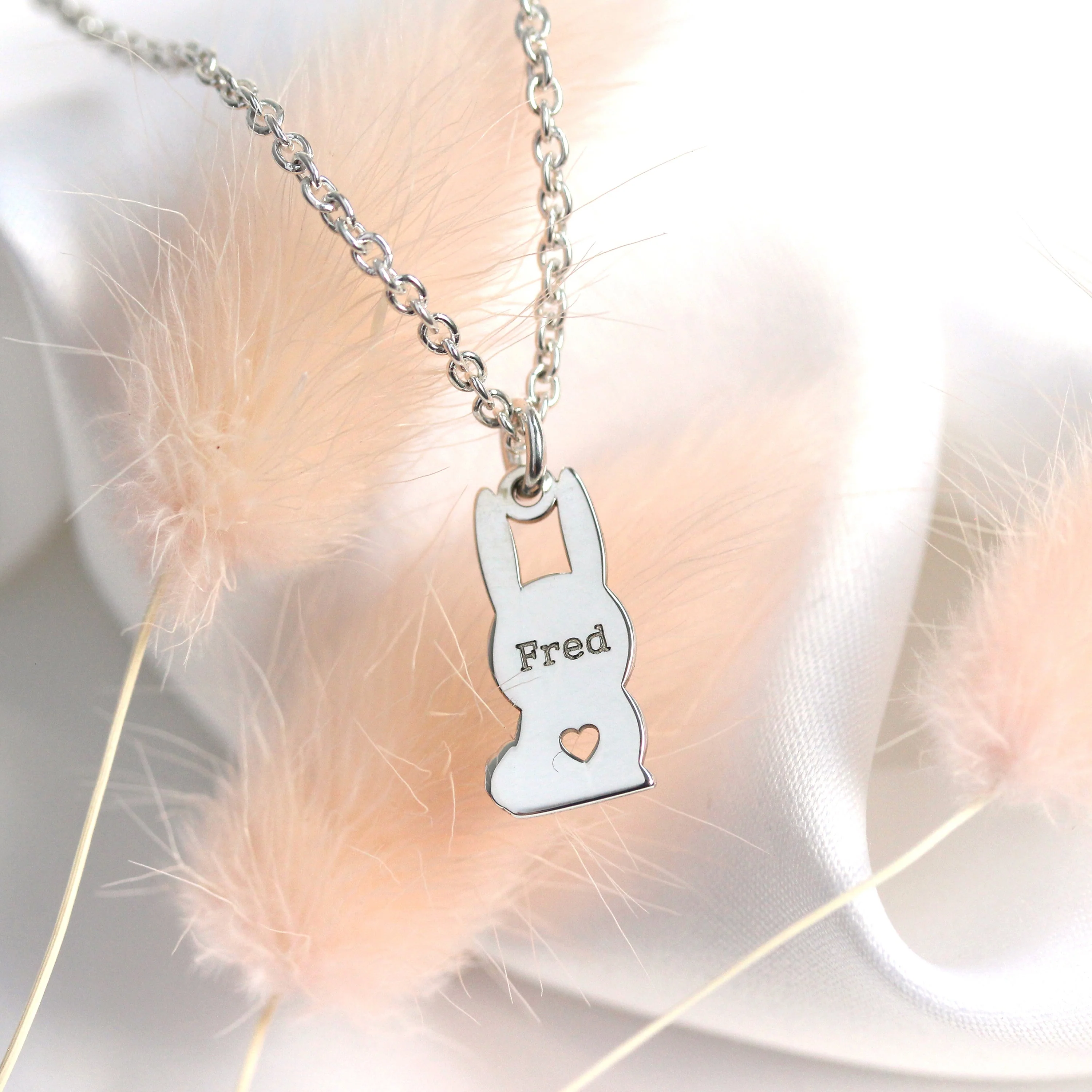 Bespoke Sterling Silver Bunny Rabbit Name Necklace 16 - 24 Inch - Image 2