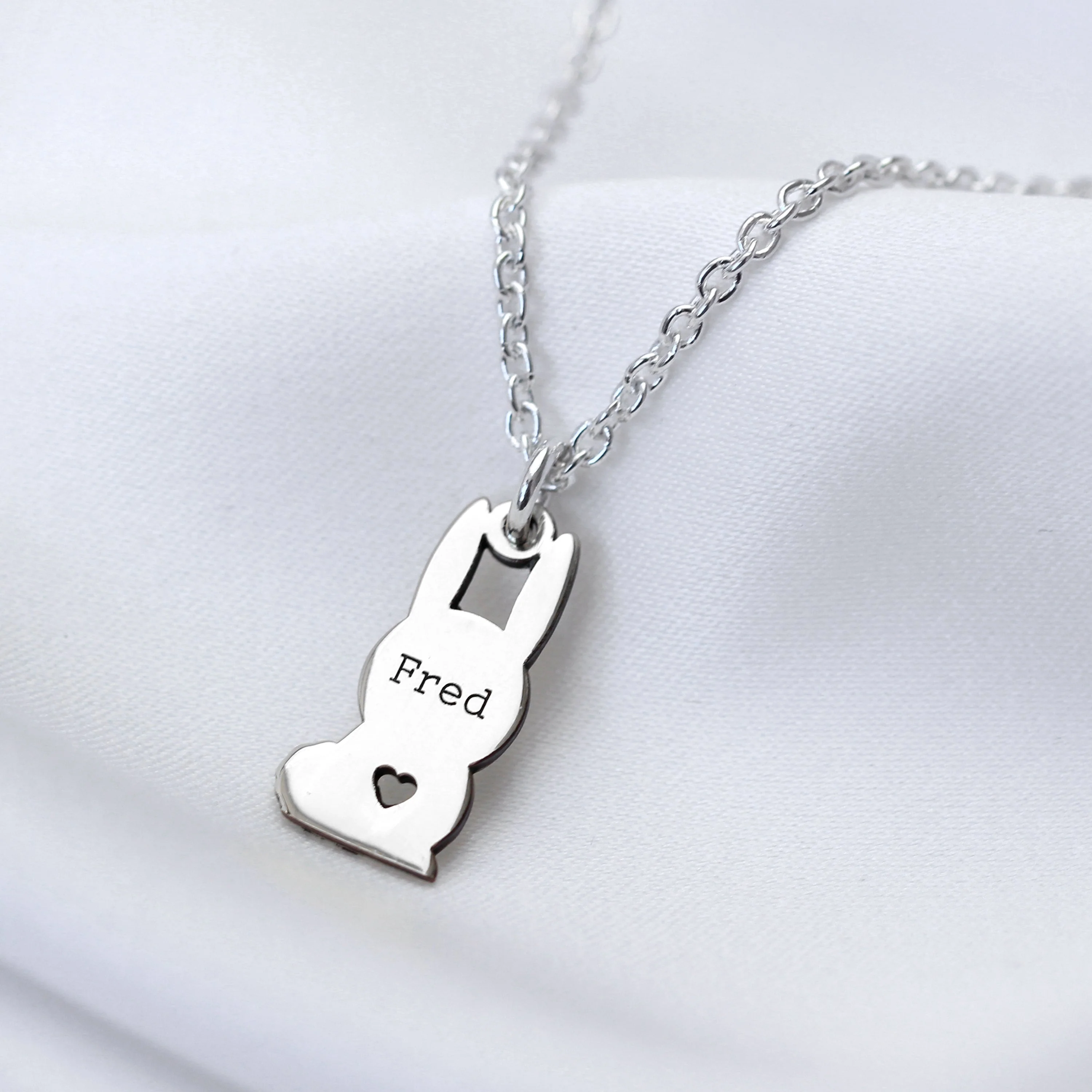 Bespoke Sterling Silver Bunny Rabbit Name Necklace 16 - 24 Inch - Image 3