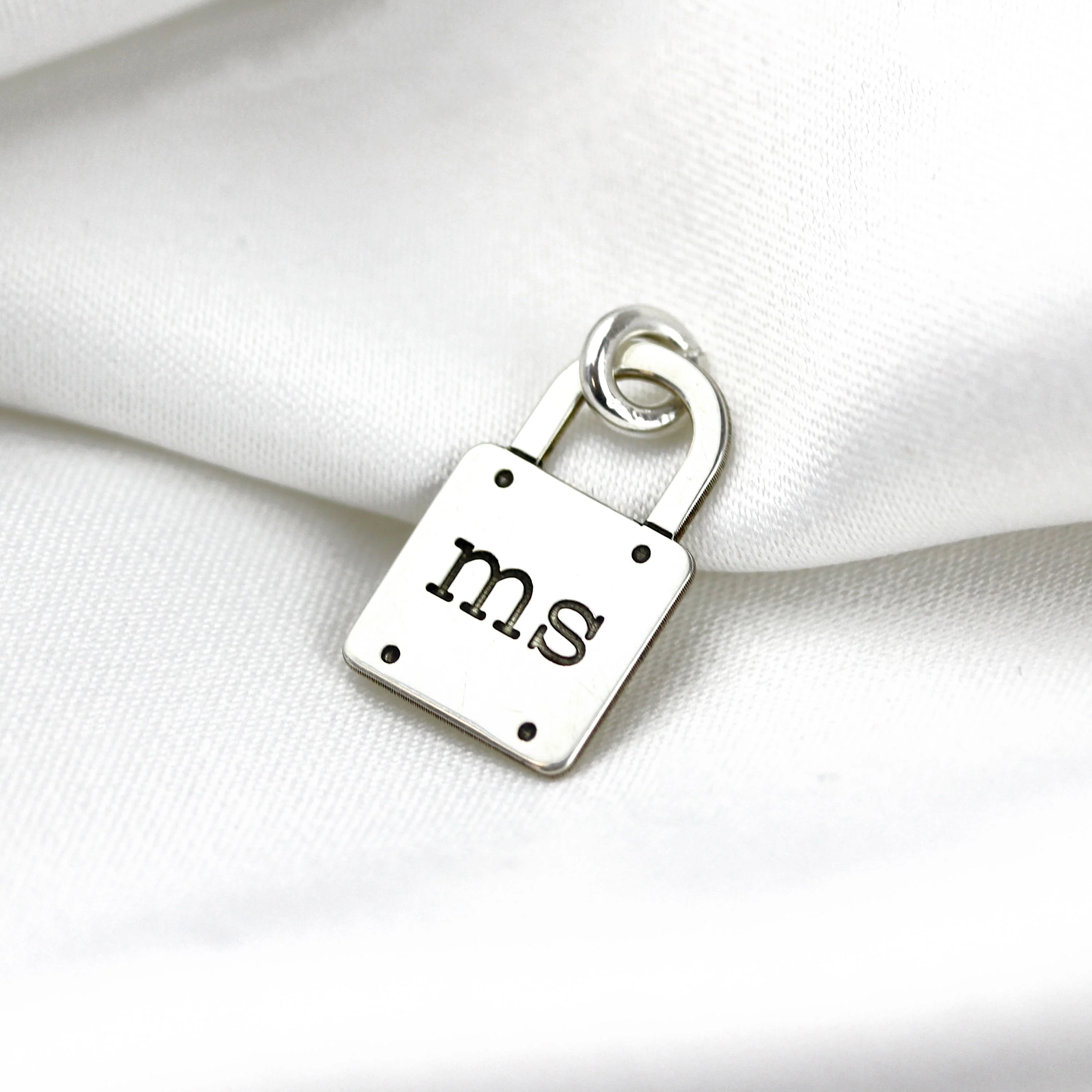 Bespoke Sterling Silver Initials Padlock Charm - Image 3