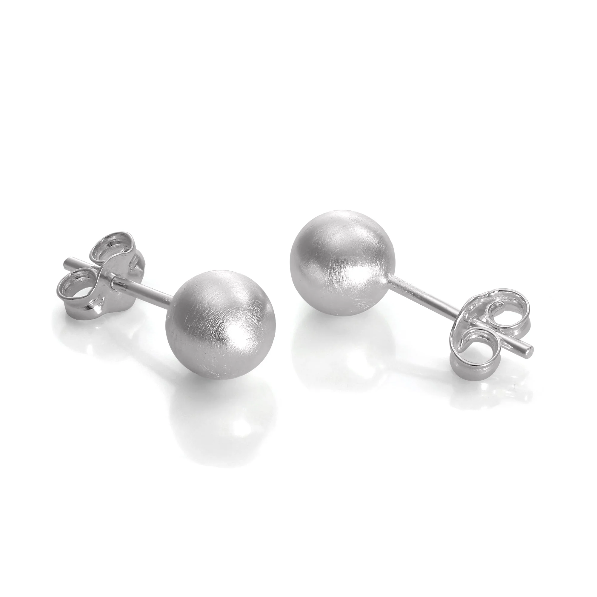 Brushed Sterling Silver Ball Stud Earrings 3mm - 10mm - Image 7