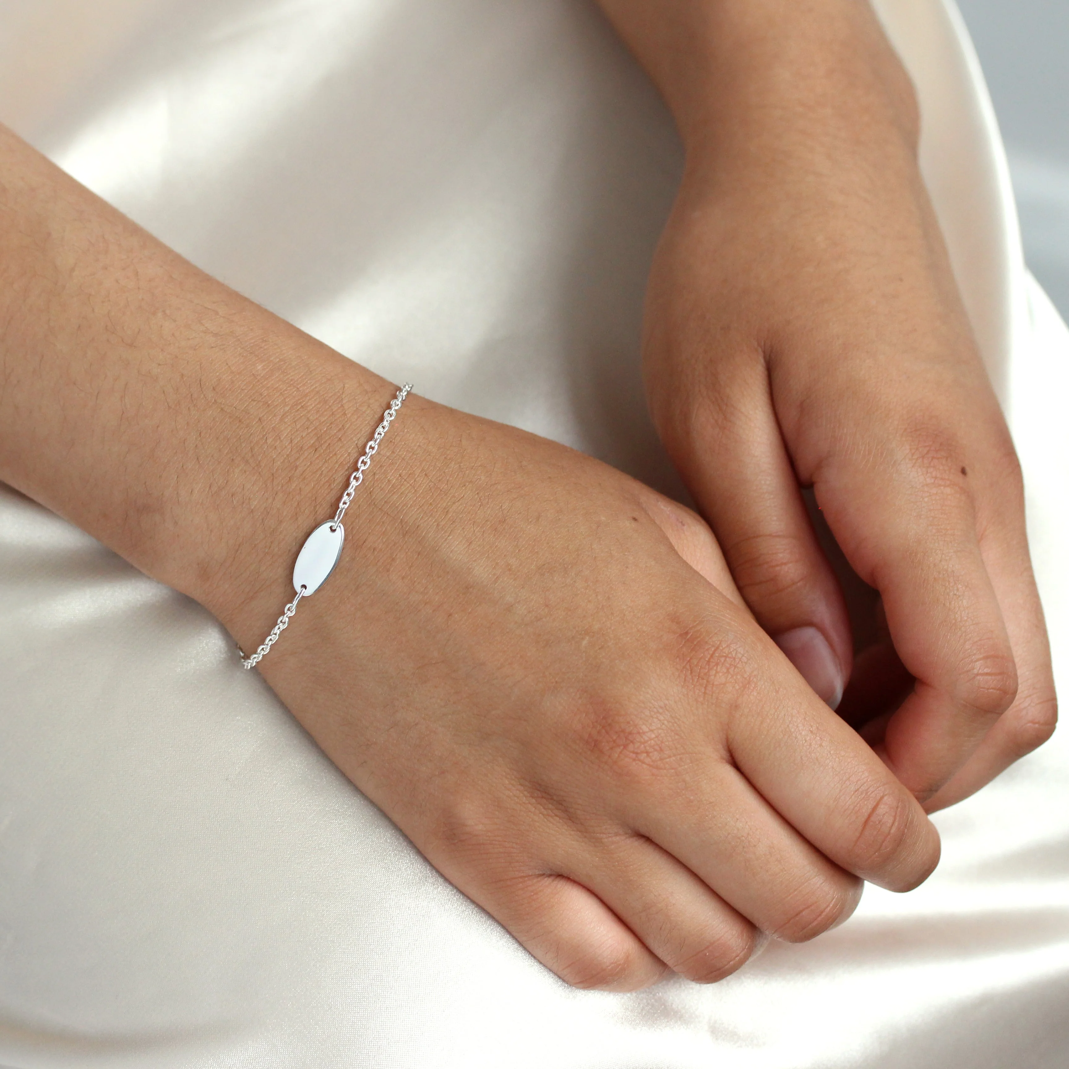 Child's Sterling Silver Engravable ID Plate 6 Inch Bracelet - Image 3
