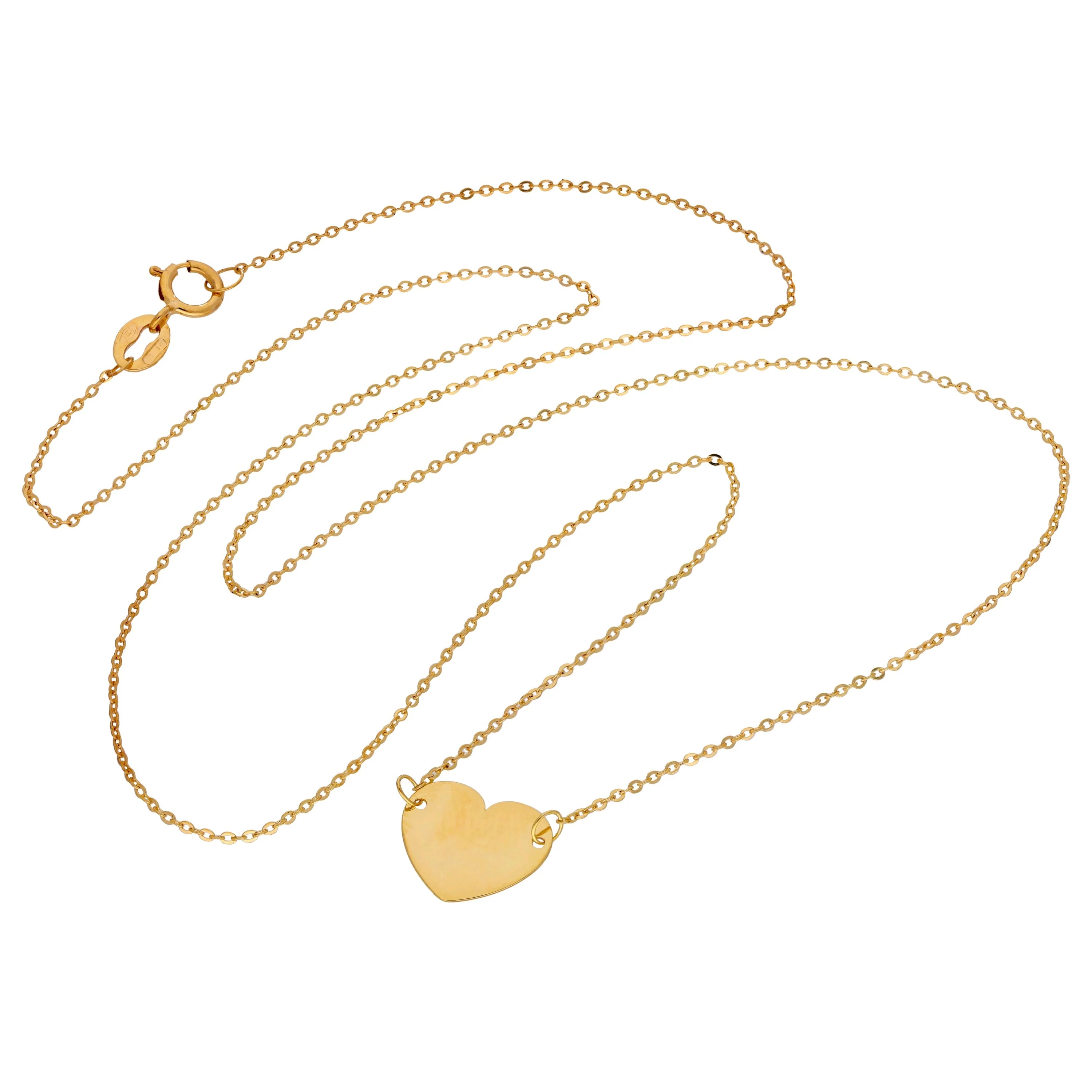 Fine 9ct Gold Plain Engravable Heart Necklace 16 Inches - Image 2
