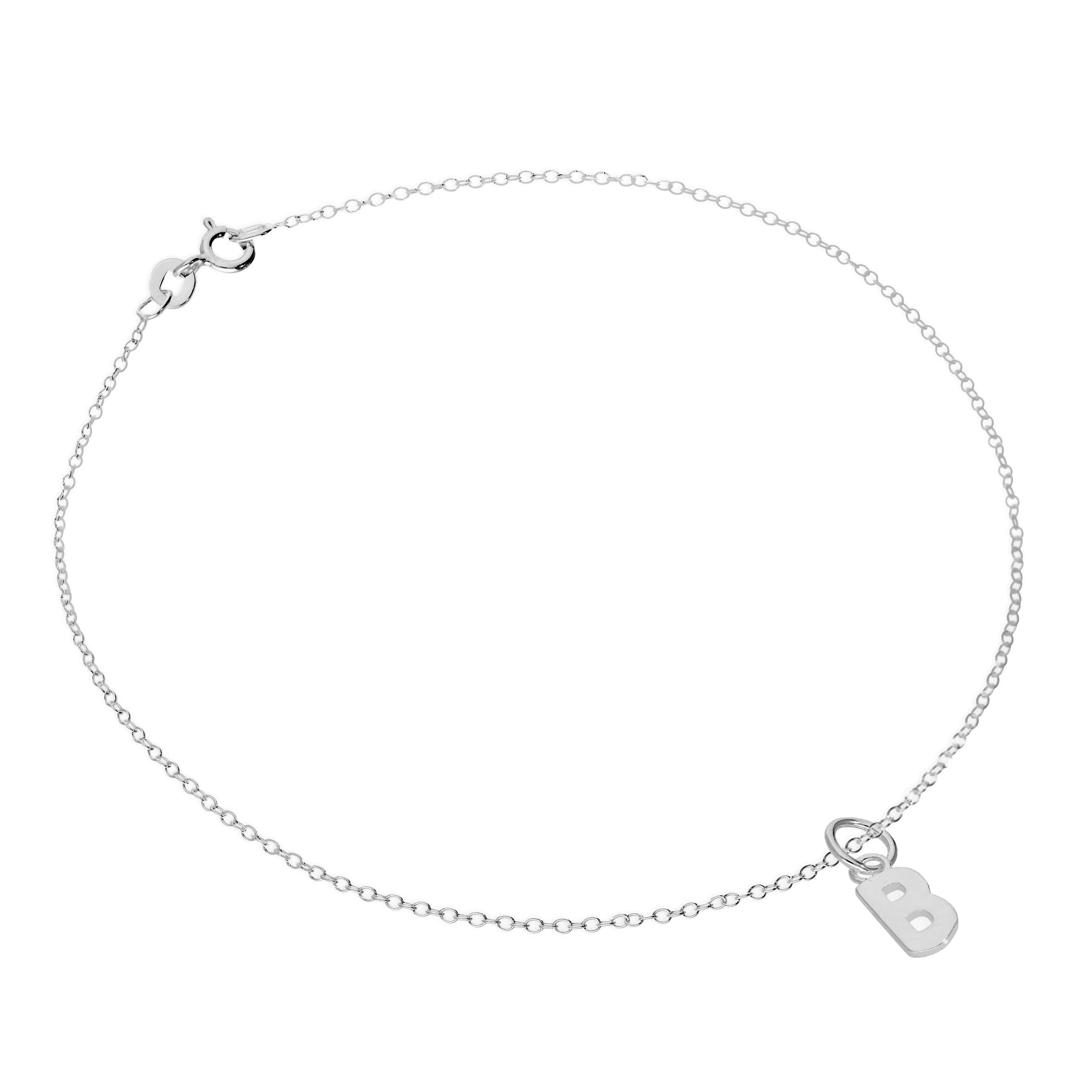 Fine Sterling Silver Belcher Anklet with Alphabet Letter Charm - 10 Inches - A-Z - Image 3