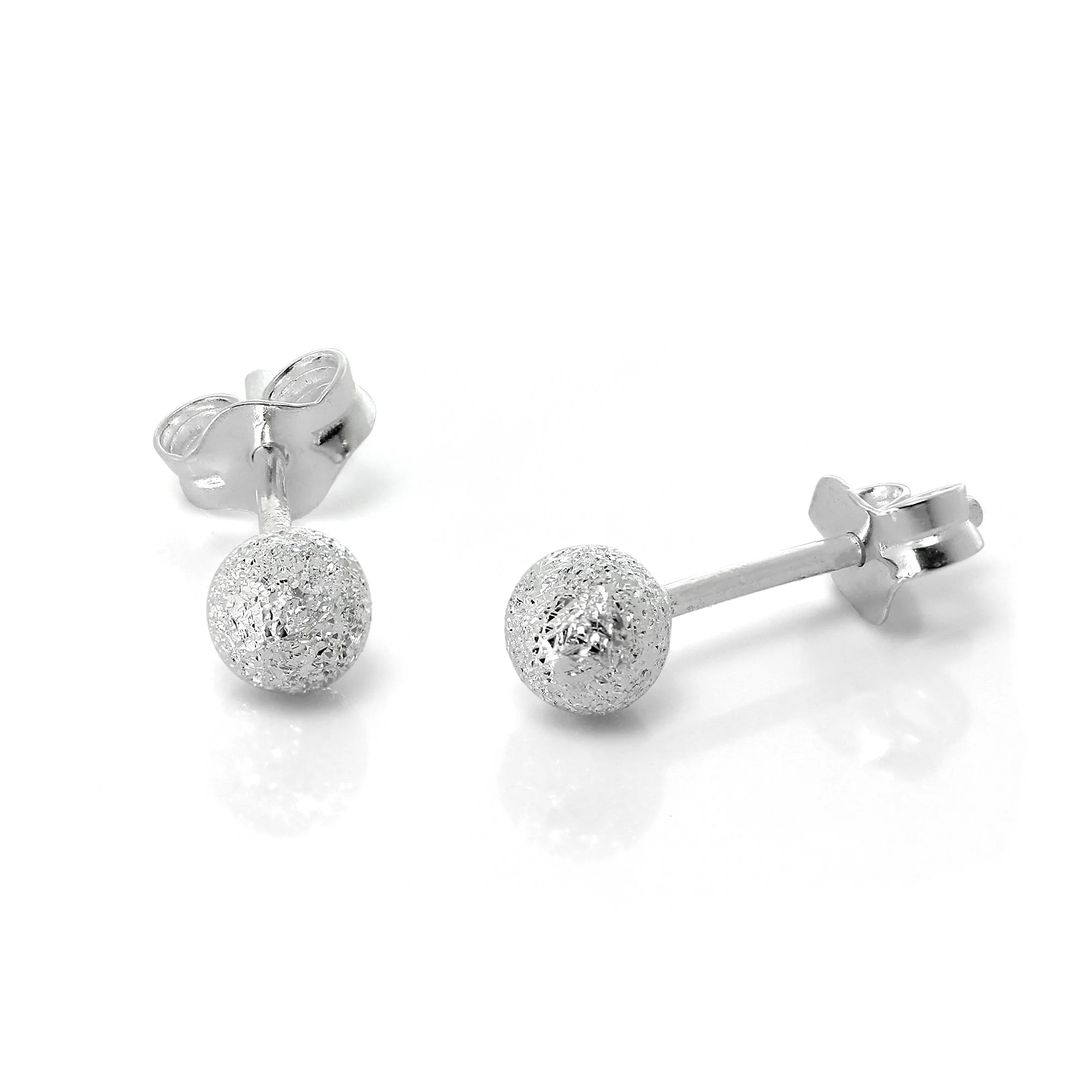 Frosted Sterling Silver Ball Stud Earrings 3mm - 8mm - Image 4