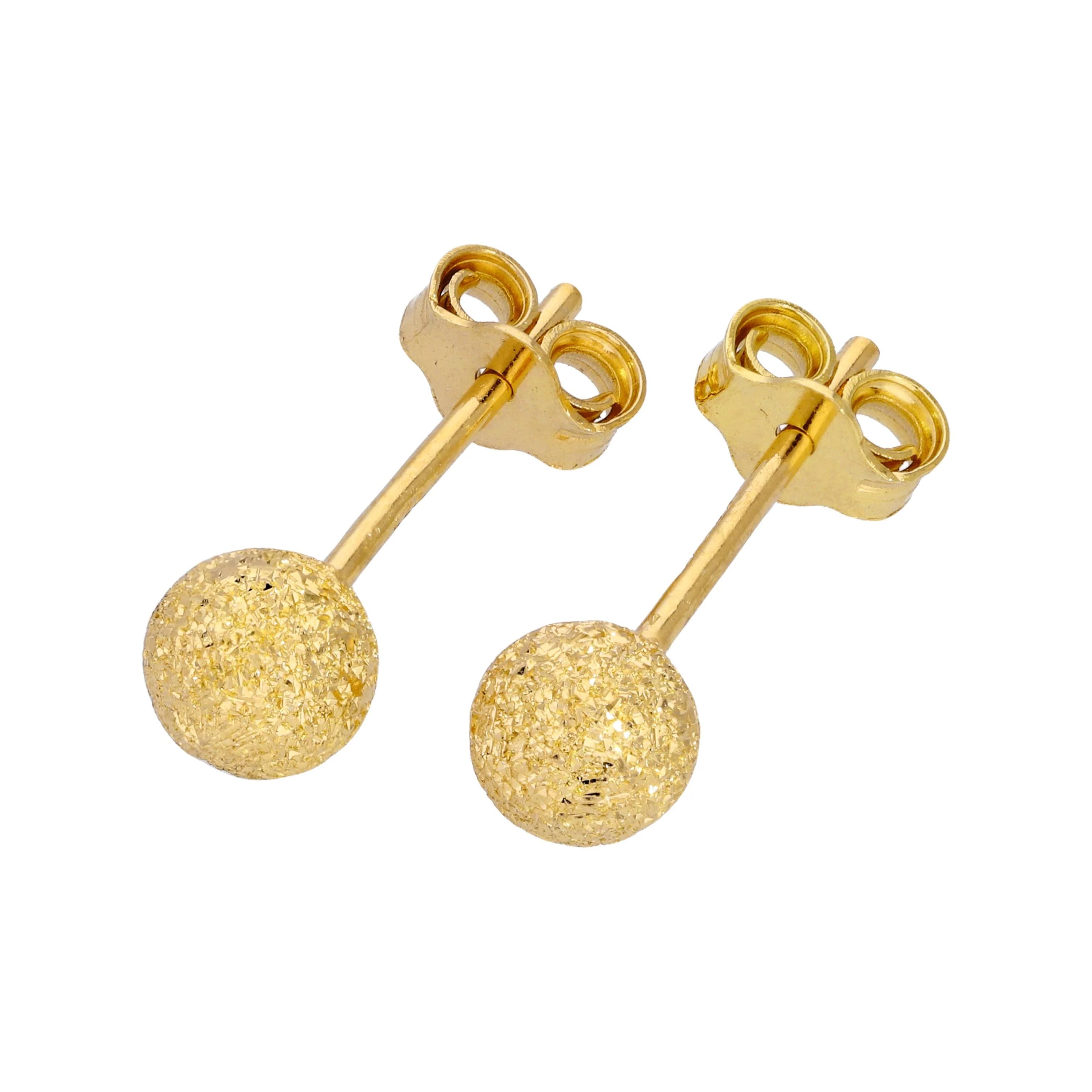 Gold Plated Frosted Sterling Silver Ball Stud Earrings 3-8mm - Image 3