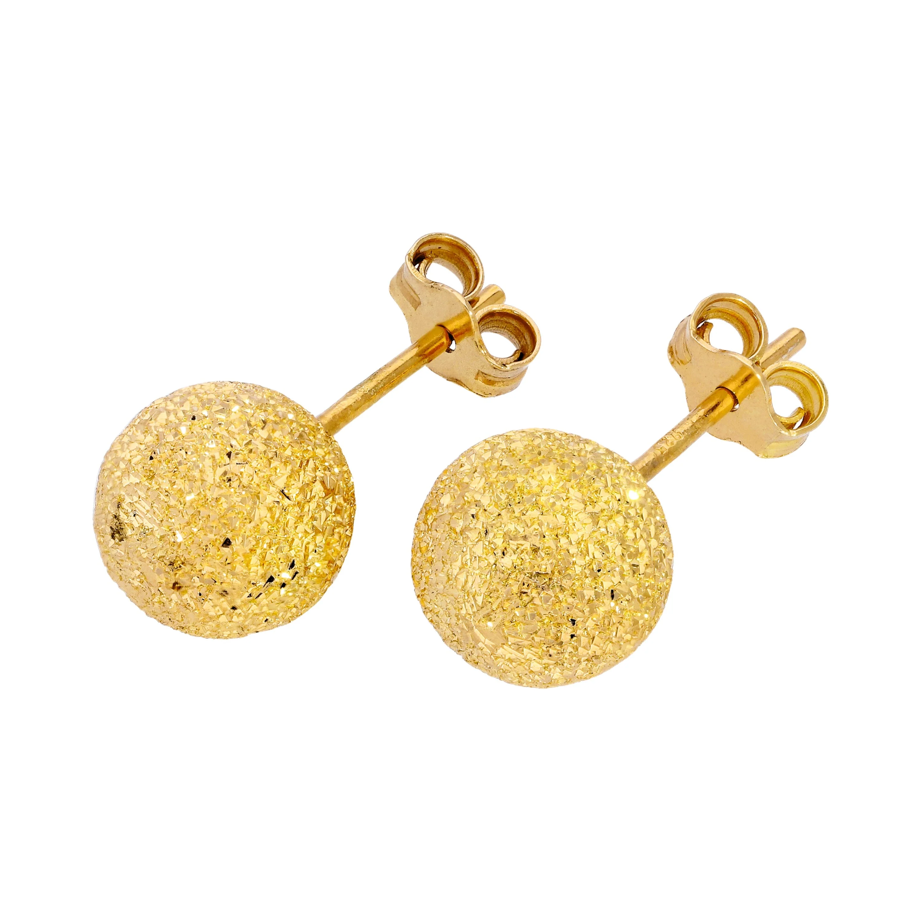 Gold Plated Frosted Sterling Silver Ball Stud Earrings 3-8mm - Image 4