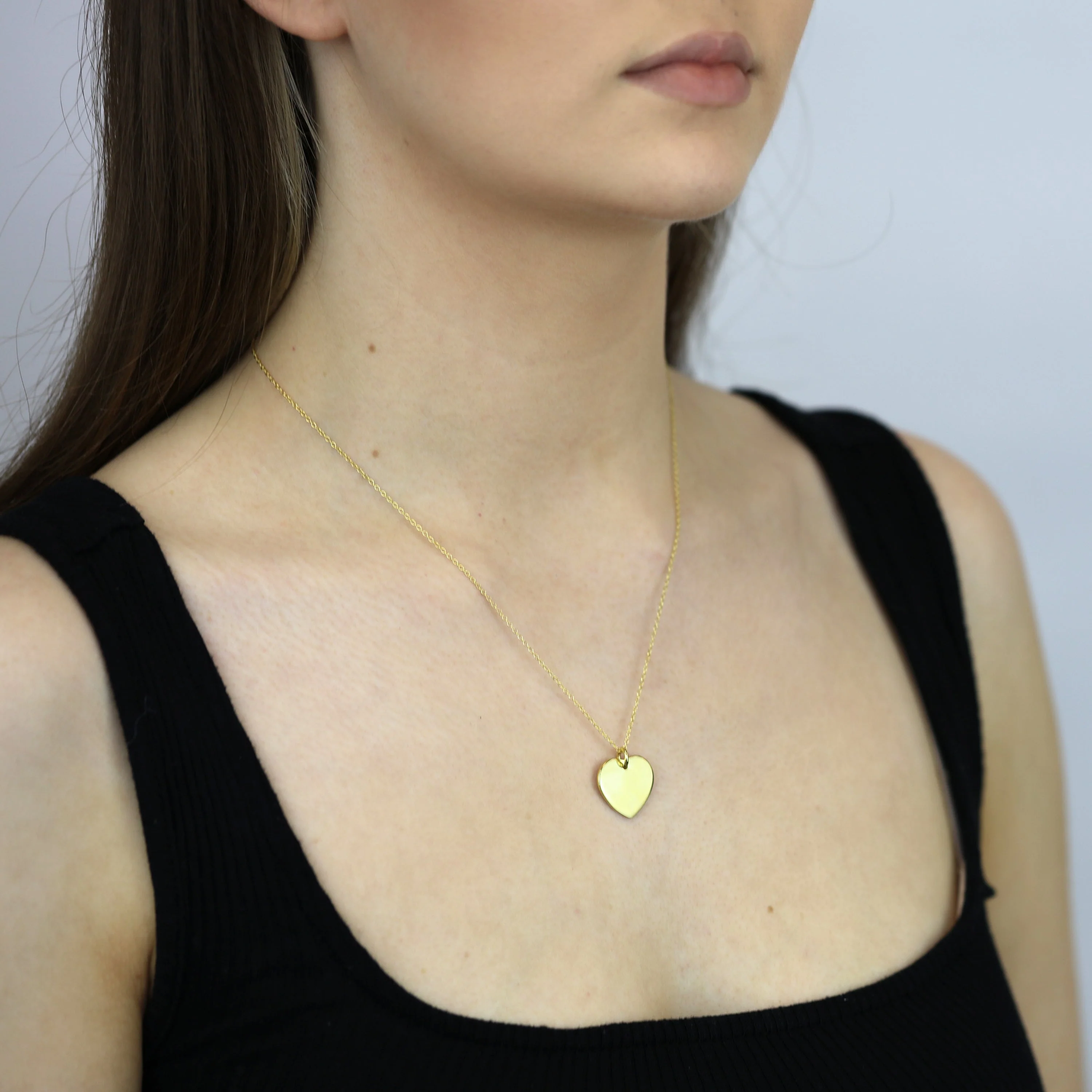 Gold Plated Large Sterling Silver Engravable Heart Necklace - Image 2