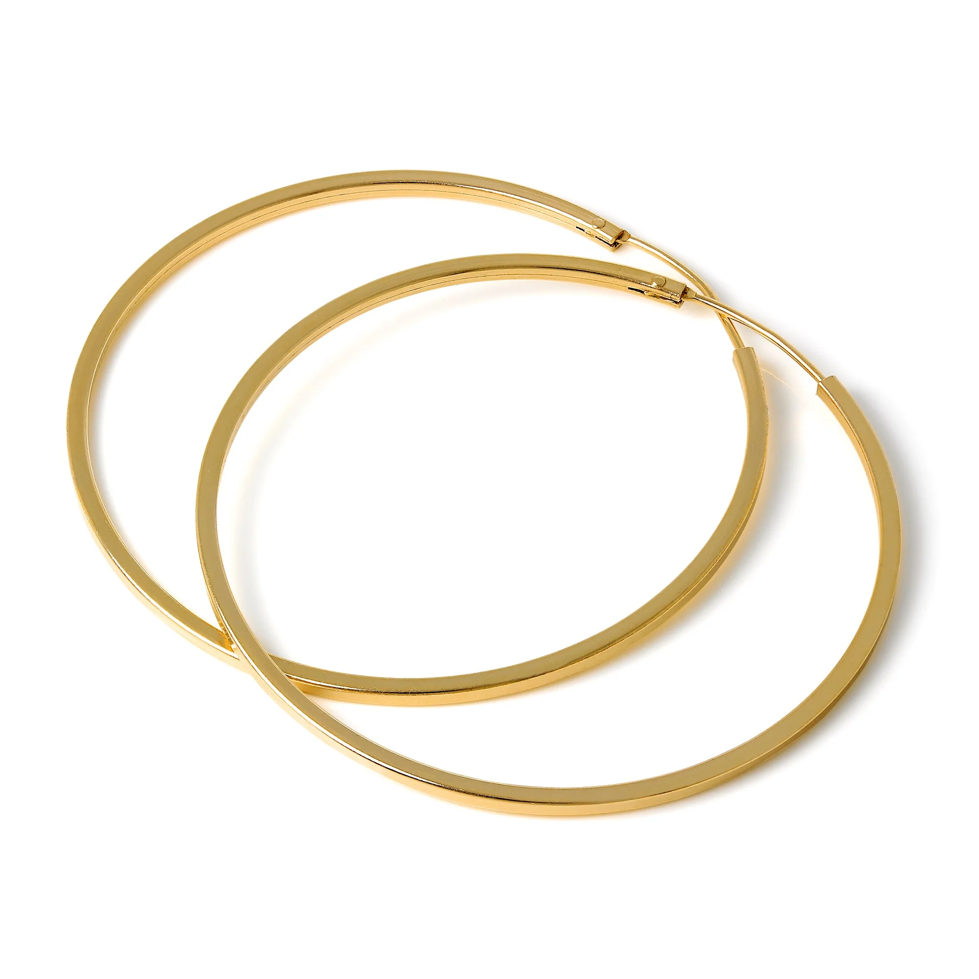 Gold Plated Silver 1mm Square Sleeper 12mm - 40mm Hoop Earrings - Image 3