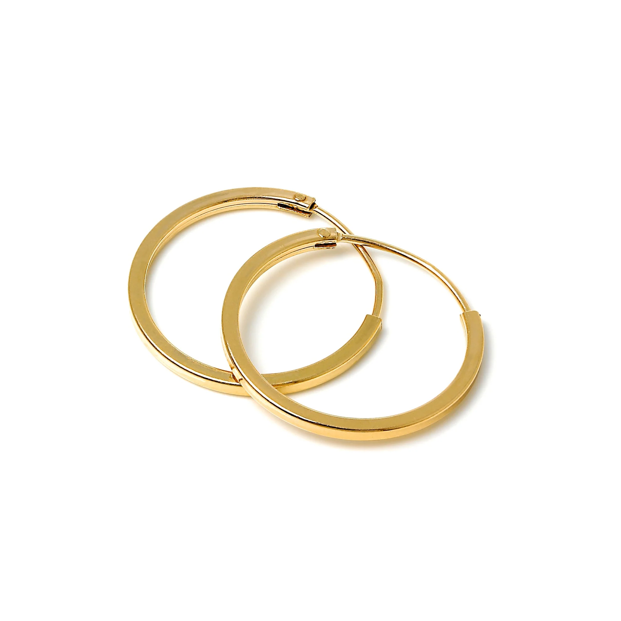 Gold Plated Silver 1mm Square Sleeper 12mm - 40mm Hoop Earrings - Image 4