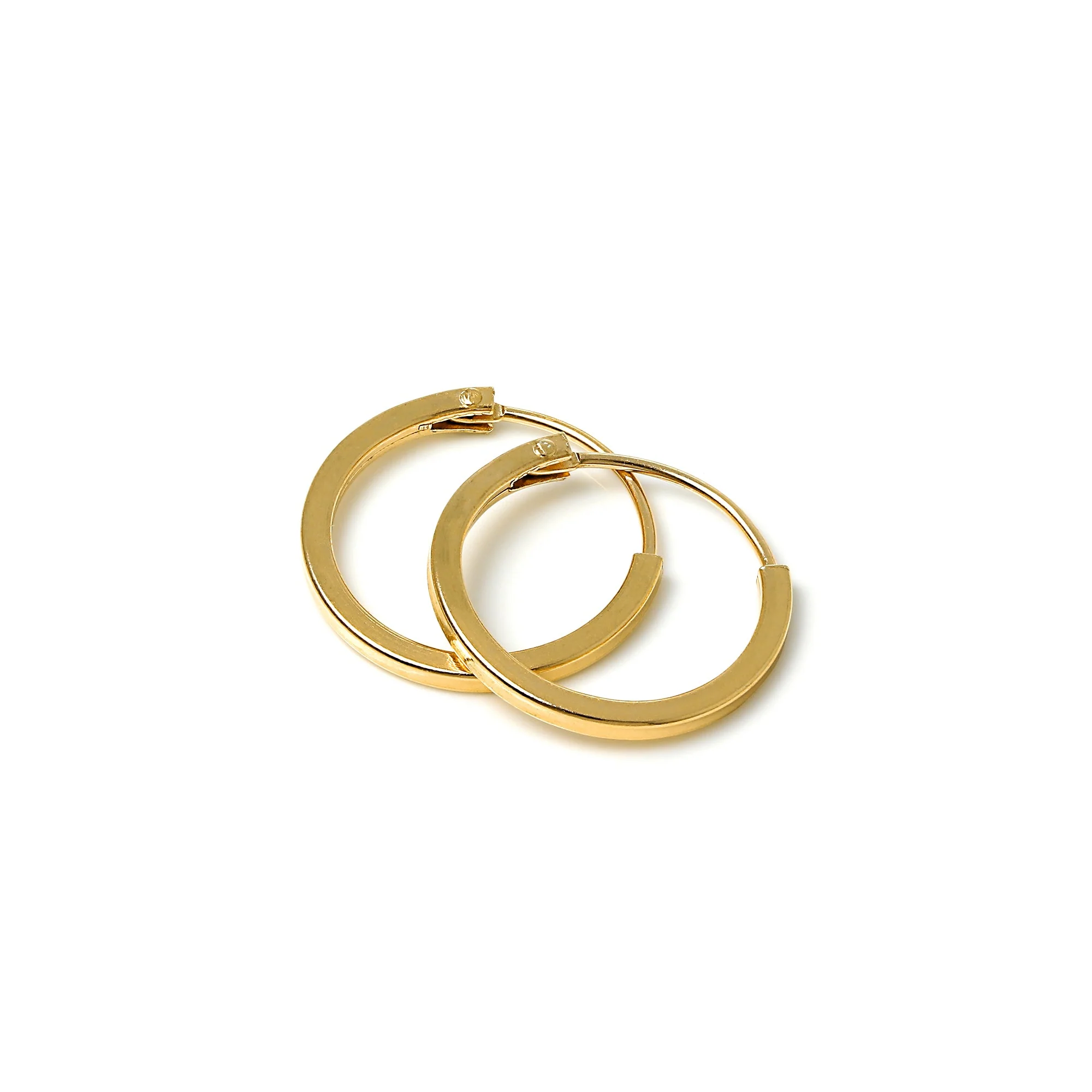 Gold Plated Silver 1mm Square Sleeper 12mm - 40mm Hoop Earrings - Image 5
