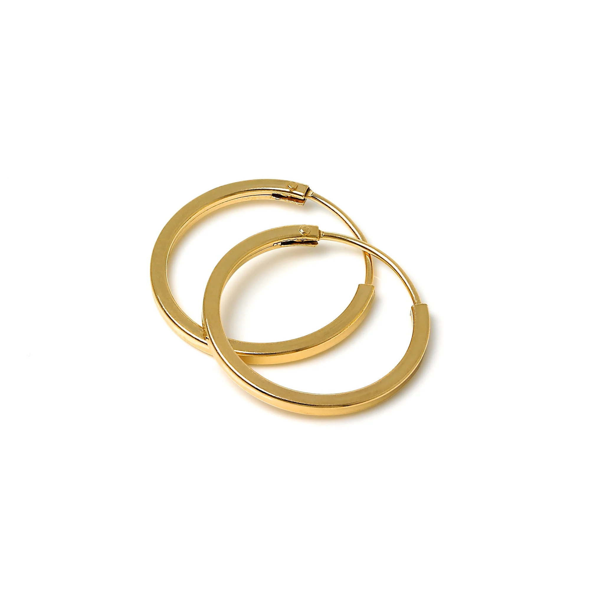 Gold Plated Silver 1mm Square Sleeper 12mm - 40mm Hoop Earrings - Image 6