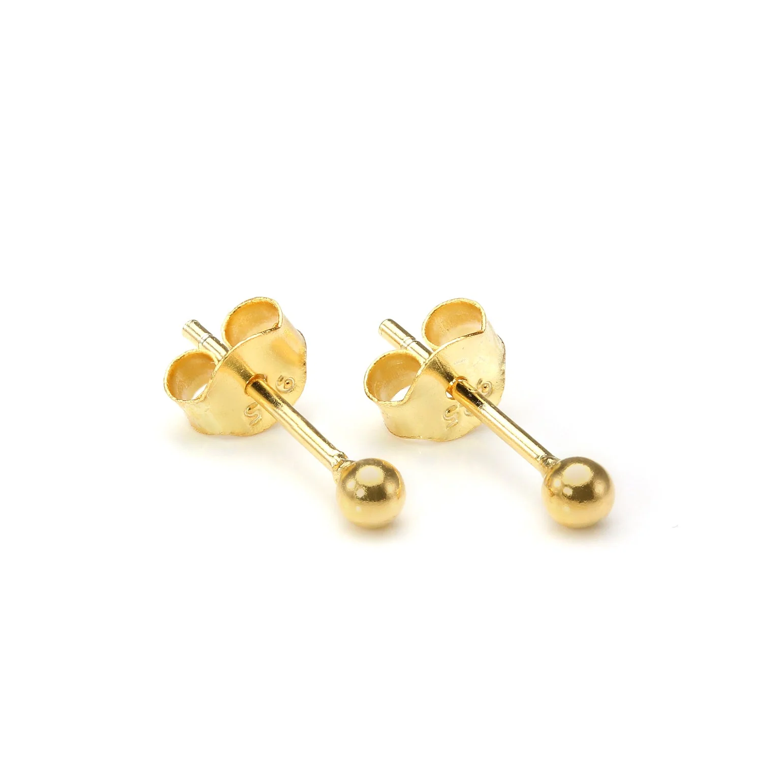 Gold Plated Small Sterling Silver Ball Stud Earrings 2mm - 6mm & Packs - Image 10
