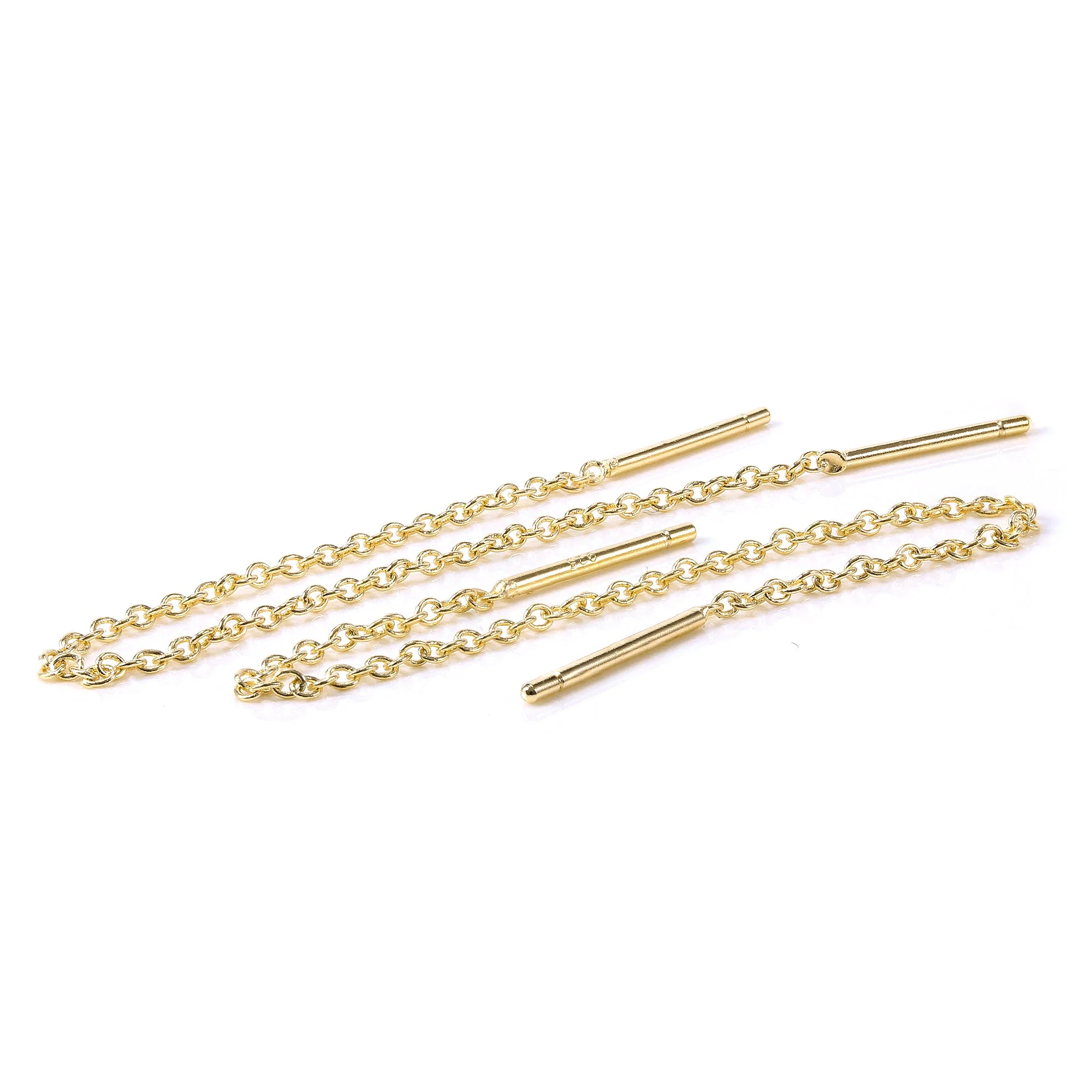 Gold Plated Sterling Silver 12mm Bar Threader Pull Through Earrings - Image 3
