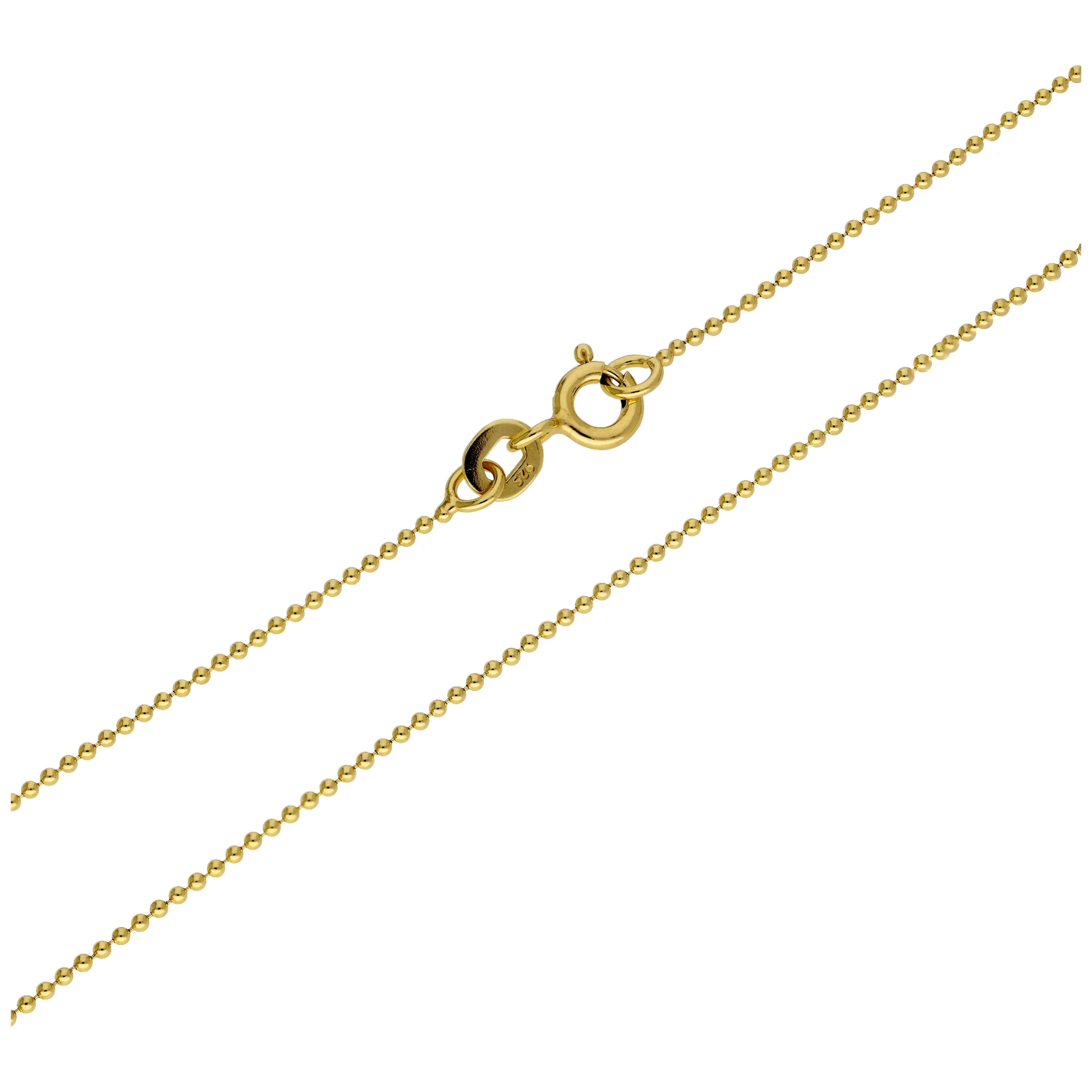 Gold Plated Sterling Silver 1mm Bead Chain 20 Inches - Image 3