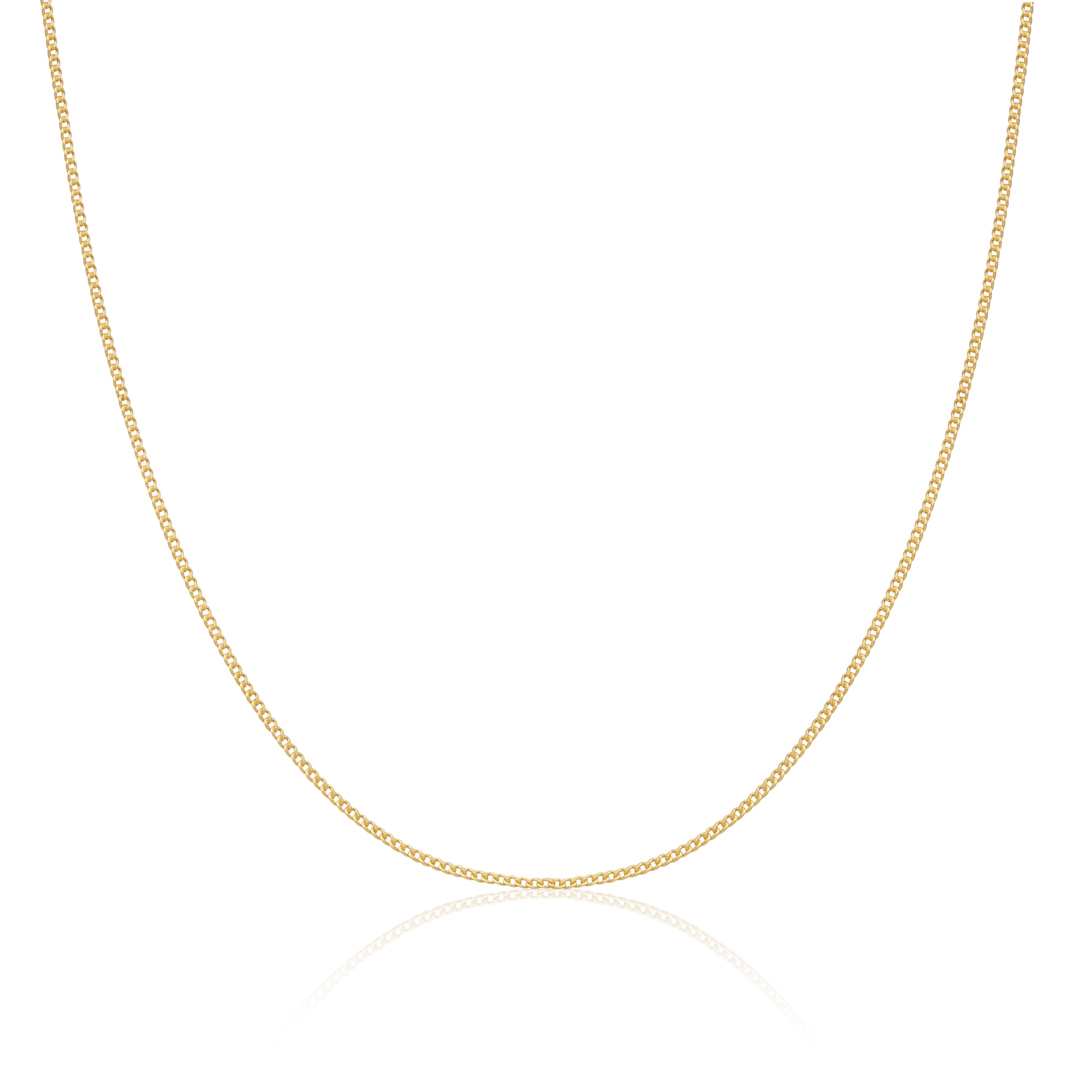 Gold Plated Sterling Silver 1mm Curb Chain 16 - 24 Inches