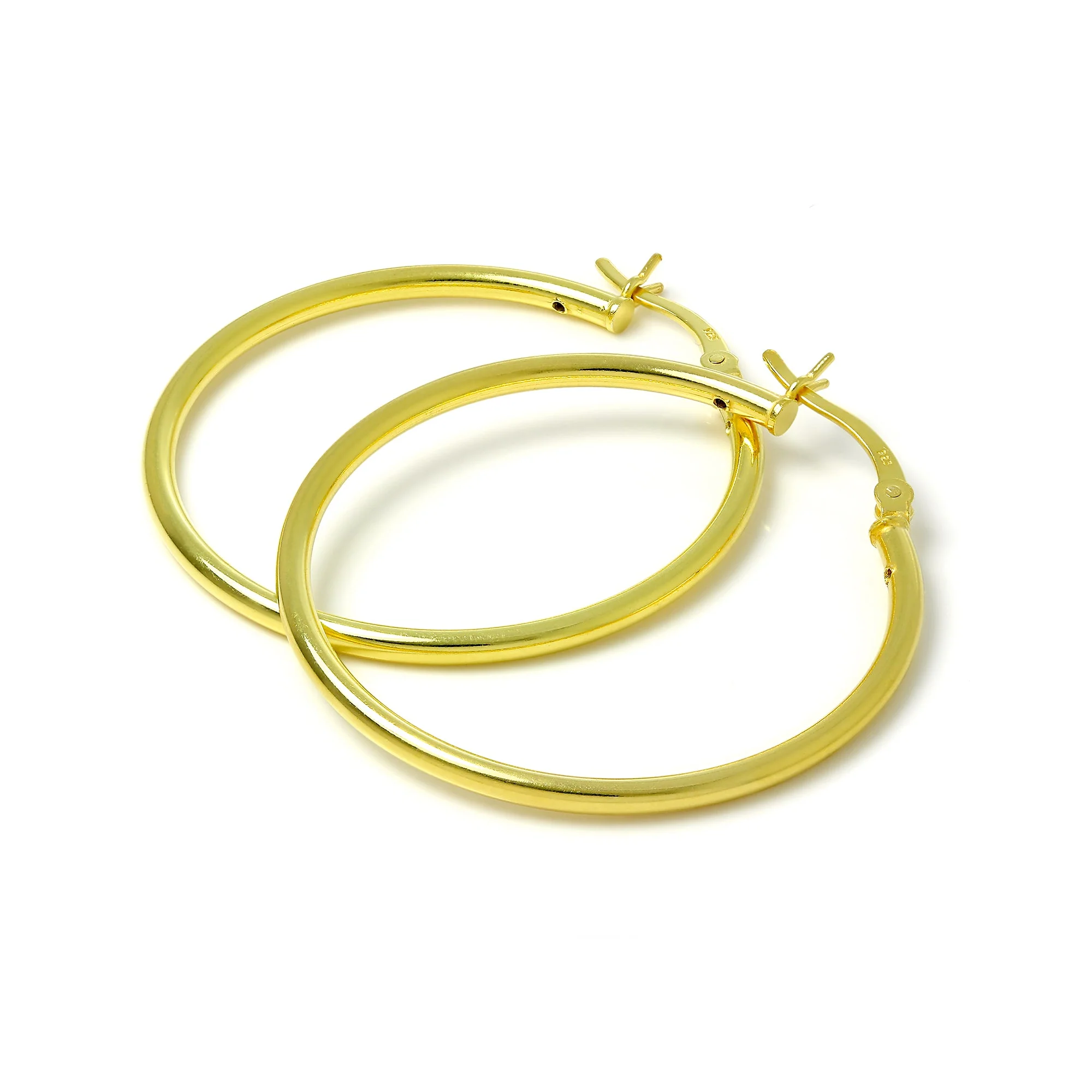 Gold Plated Sterling Silver 2mm Tube Sleeper Hoop Earrings 12mm - 80mm - Image 12