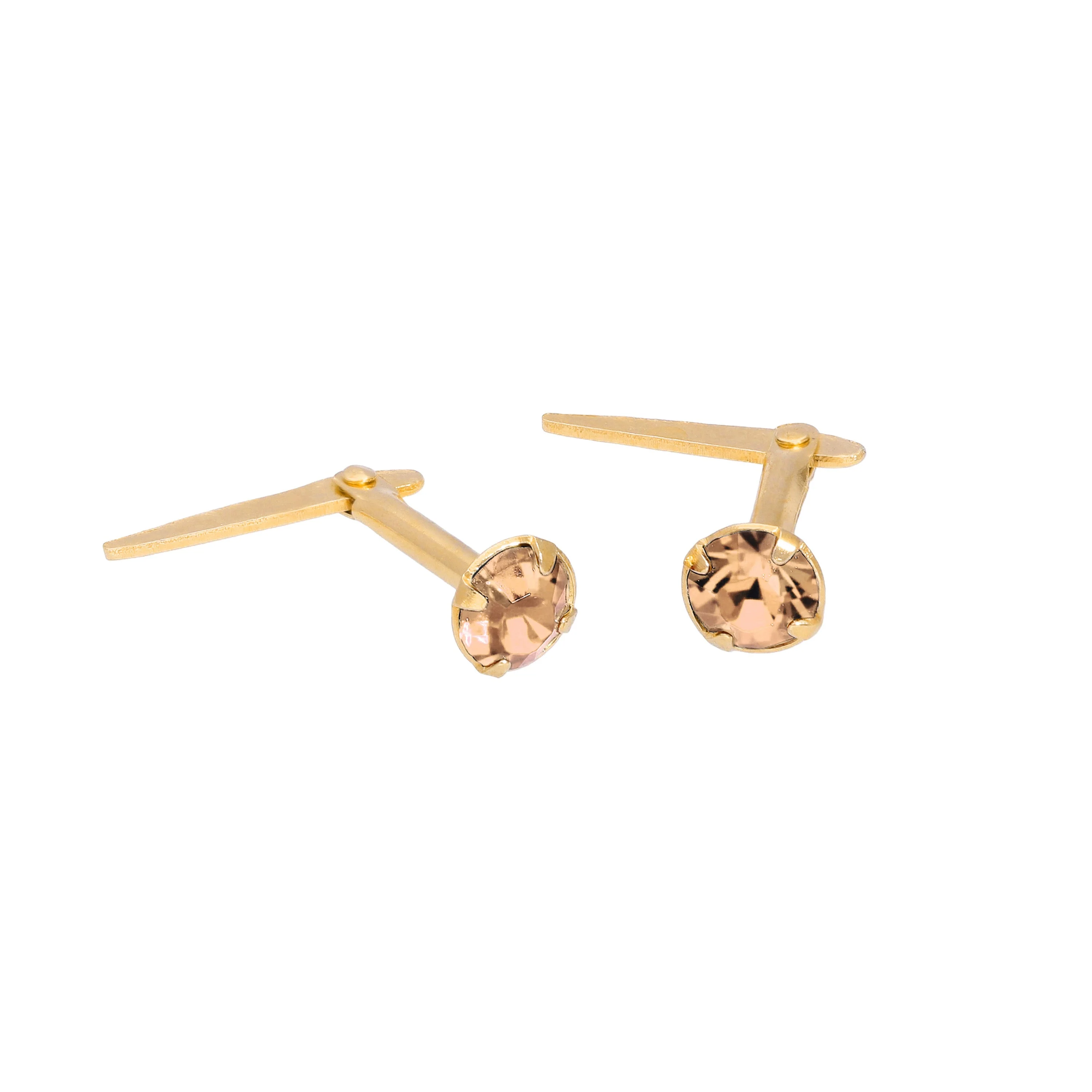 Gold Plated Sterling Silver & 3mm Crystal Andralok Stud Earrings - Image 7