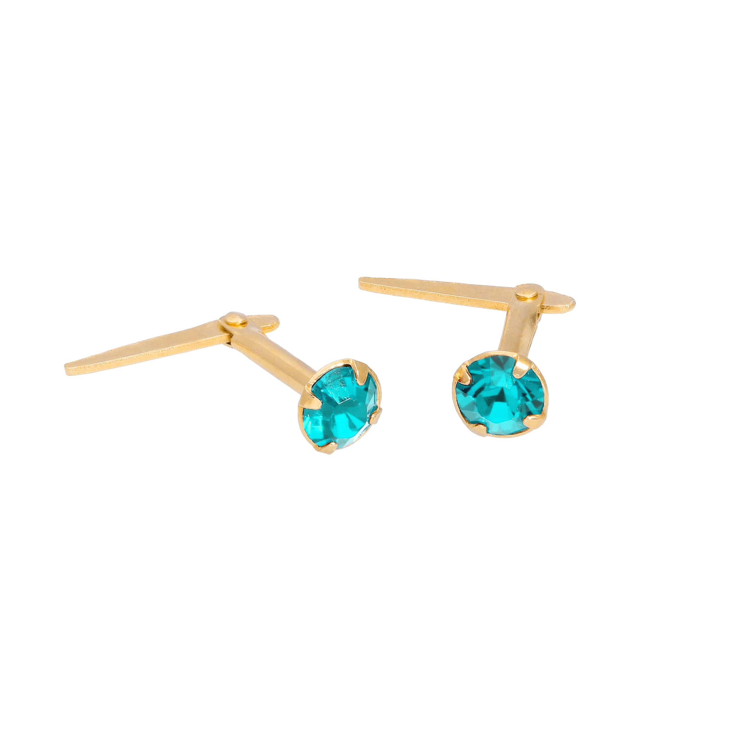 Gold Plated Sterling Silver & 3mm Crystal Andralok Stud Earrings - Image 8