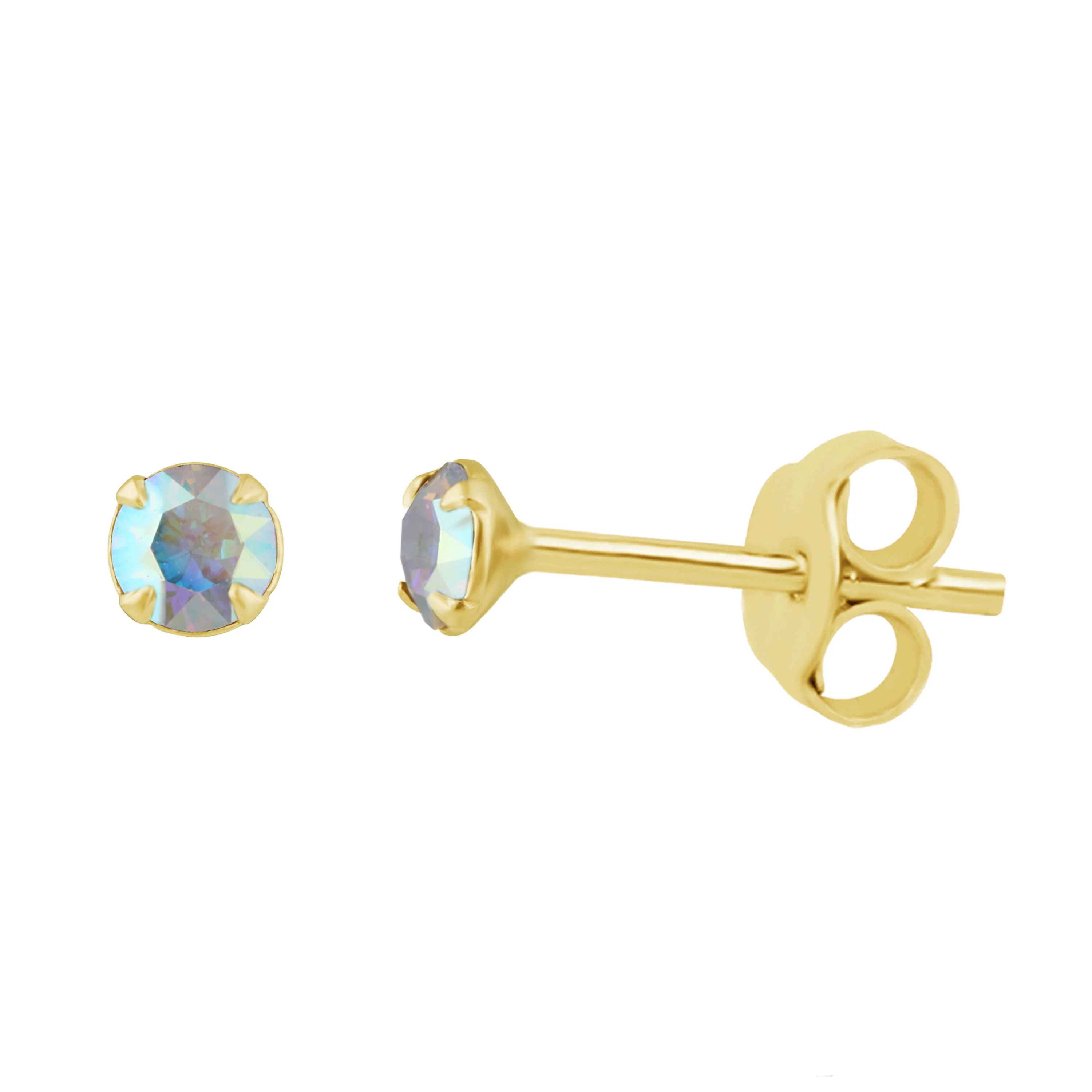 Gold Plated Sterling Silver & 3mm CZ Claw Set Stud Earrings - Image 4