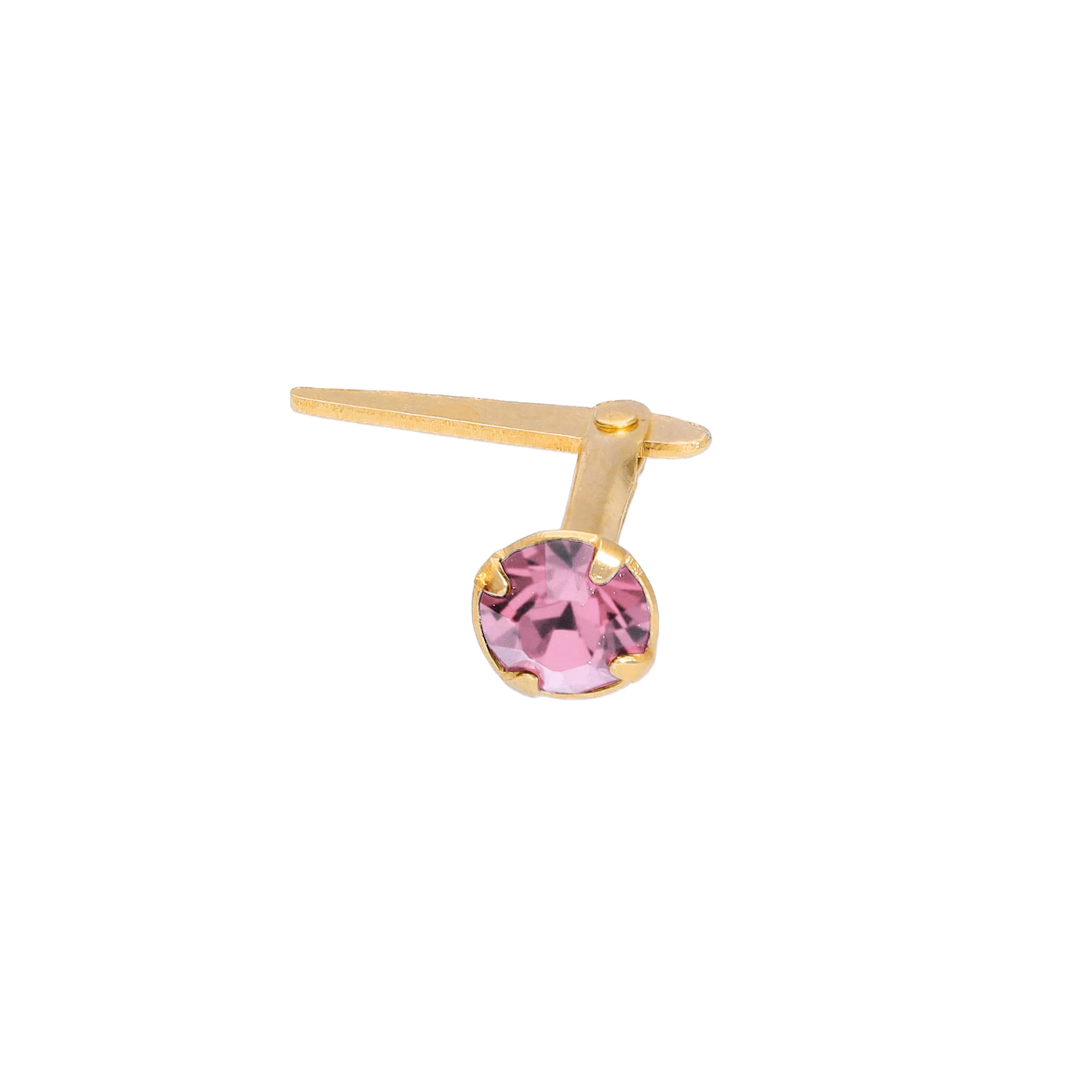 Gold Plated Sterling Silver 3mm CZ Crystal Andralok Nose Stud - Image 10