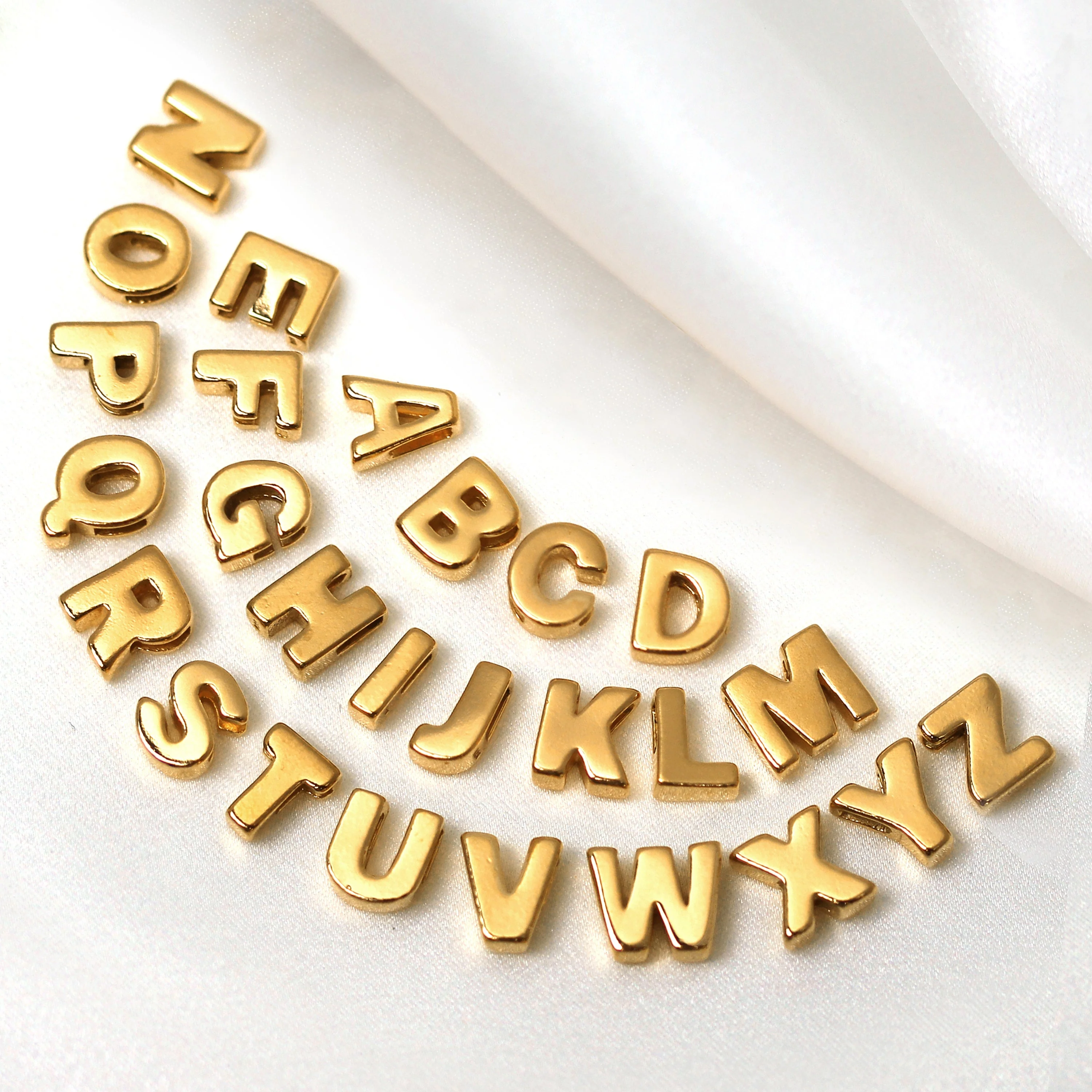 Gold Plated Sterling Silver Alphabet Letter Threader Bead Charm A - Z - Image 2