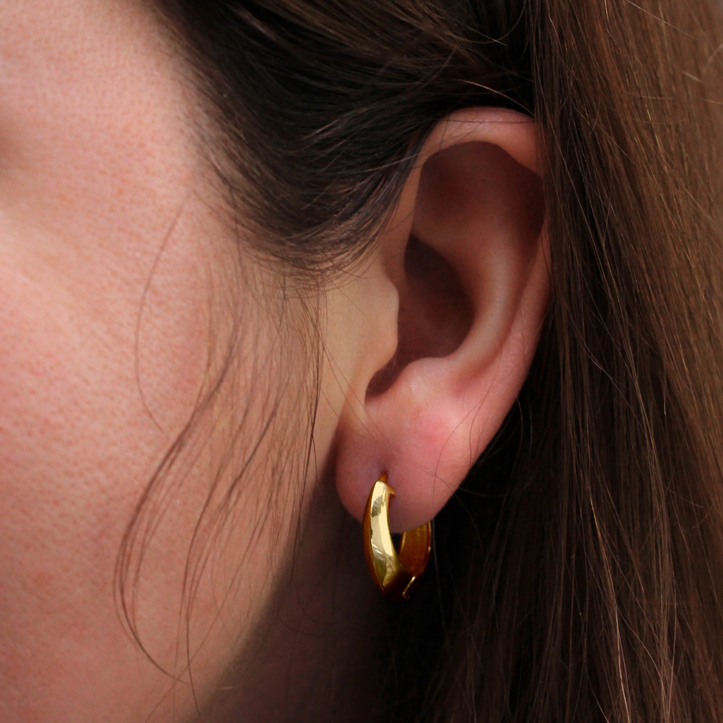 Gold Plated Sterling Silver Chunky Hoop Earrings - Image 4