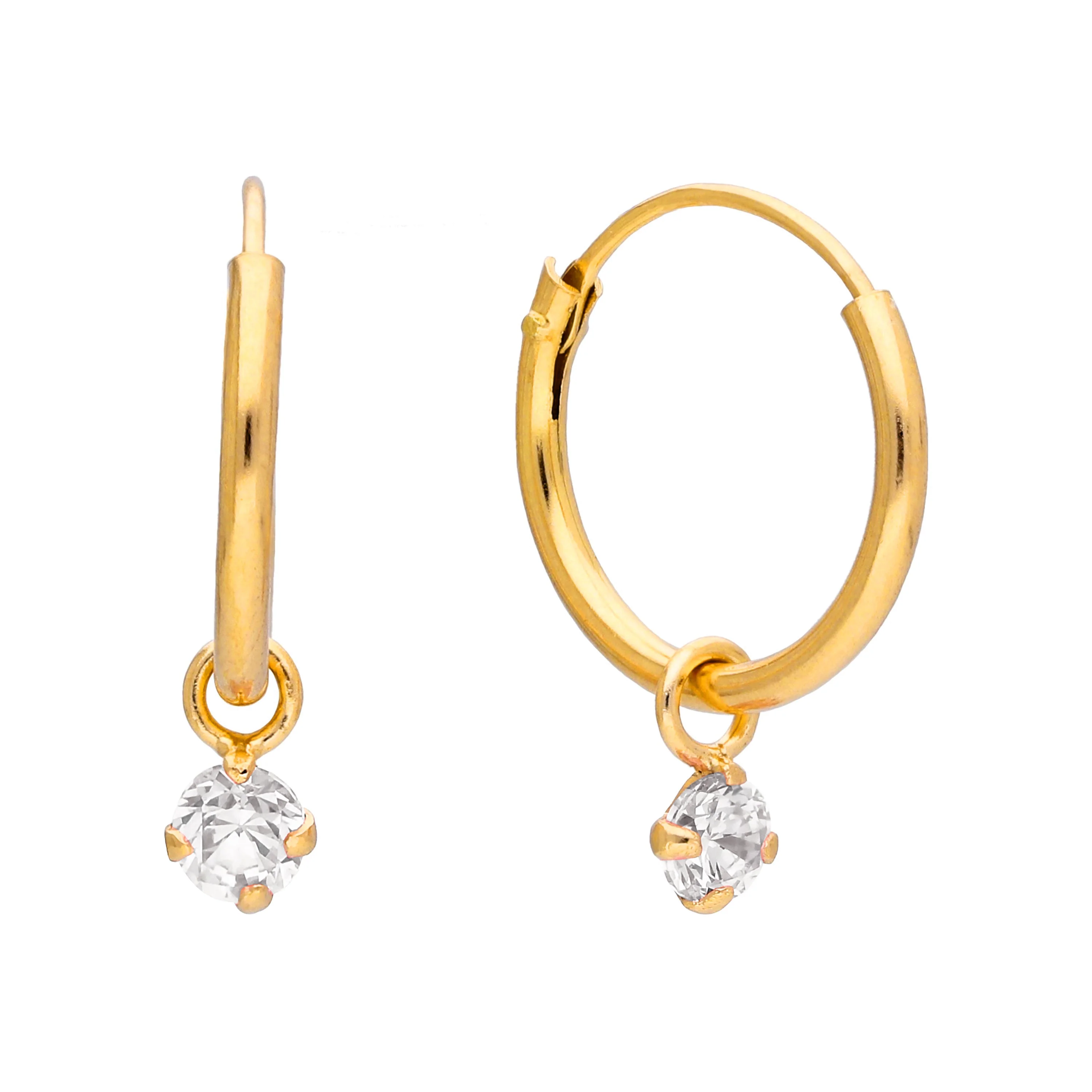 Gold Plated Sterling Silver & Colour Crystal Hoop Earrings - Image 2