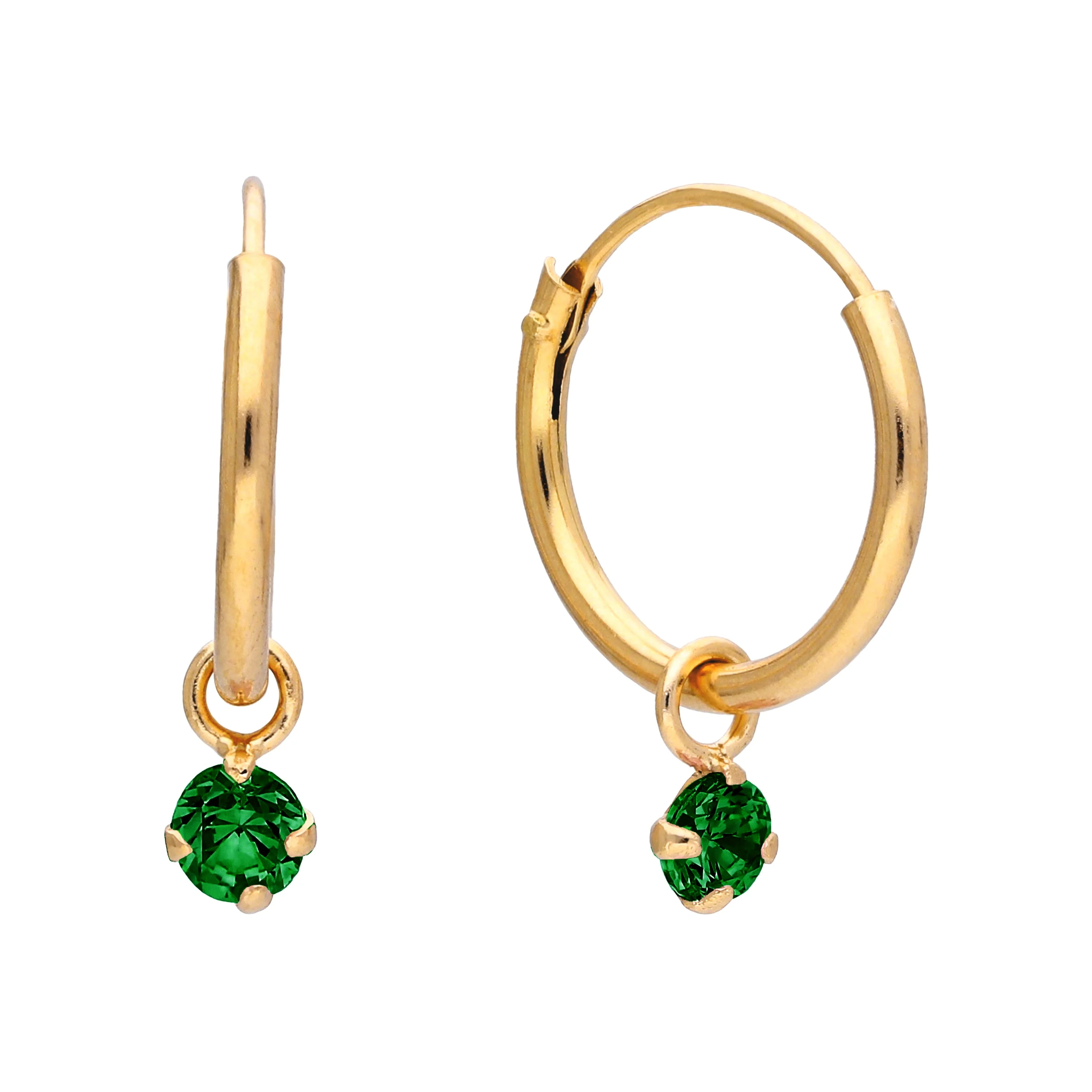 Gold Plated Sterling Silver & Colour Crystal Hoop Earrings - Image 5