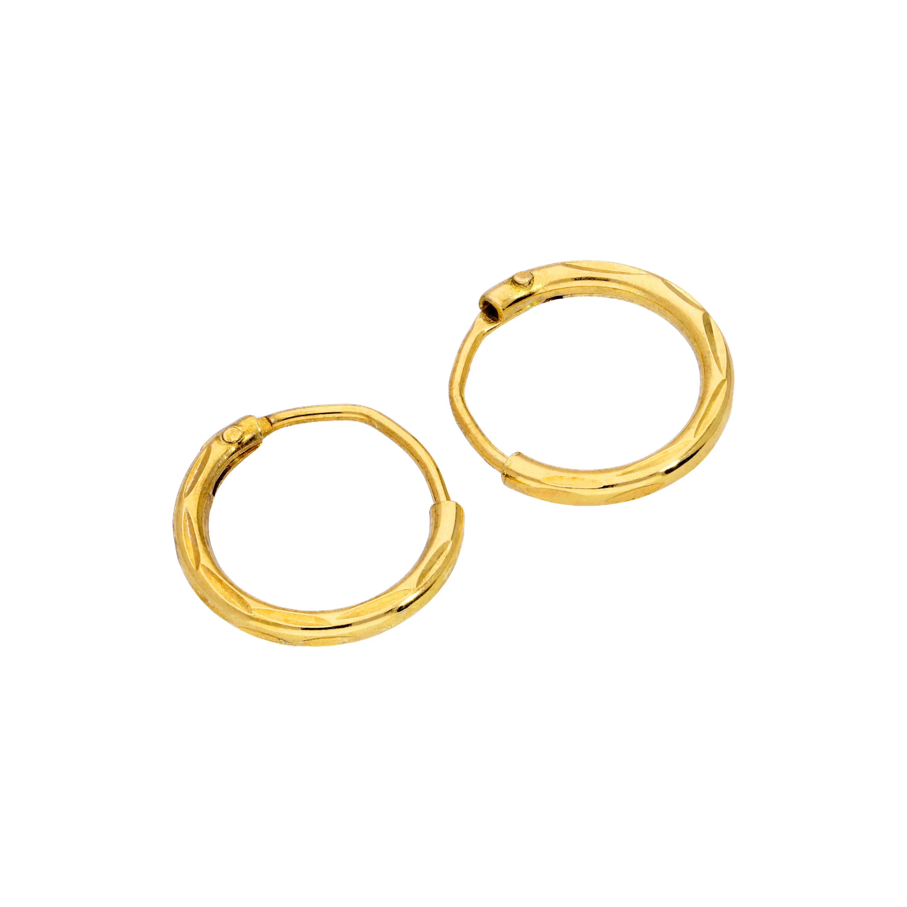 Gold Plated Sterling Silver Diamond Cut Sleeper 8-20mm Hoop Earrings - Image 3