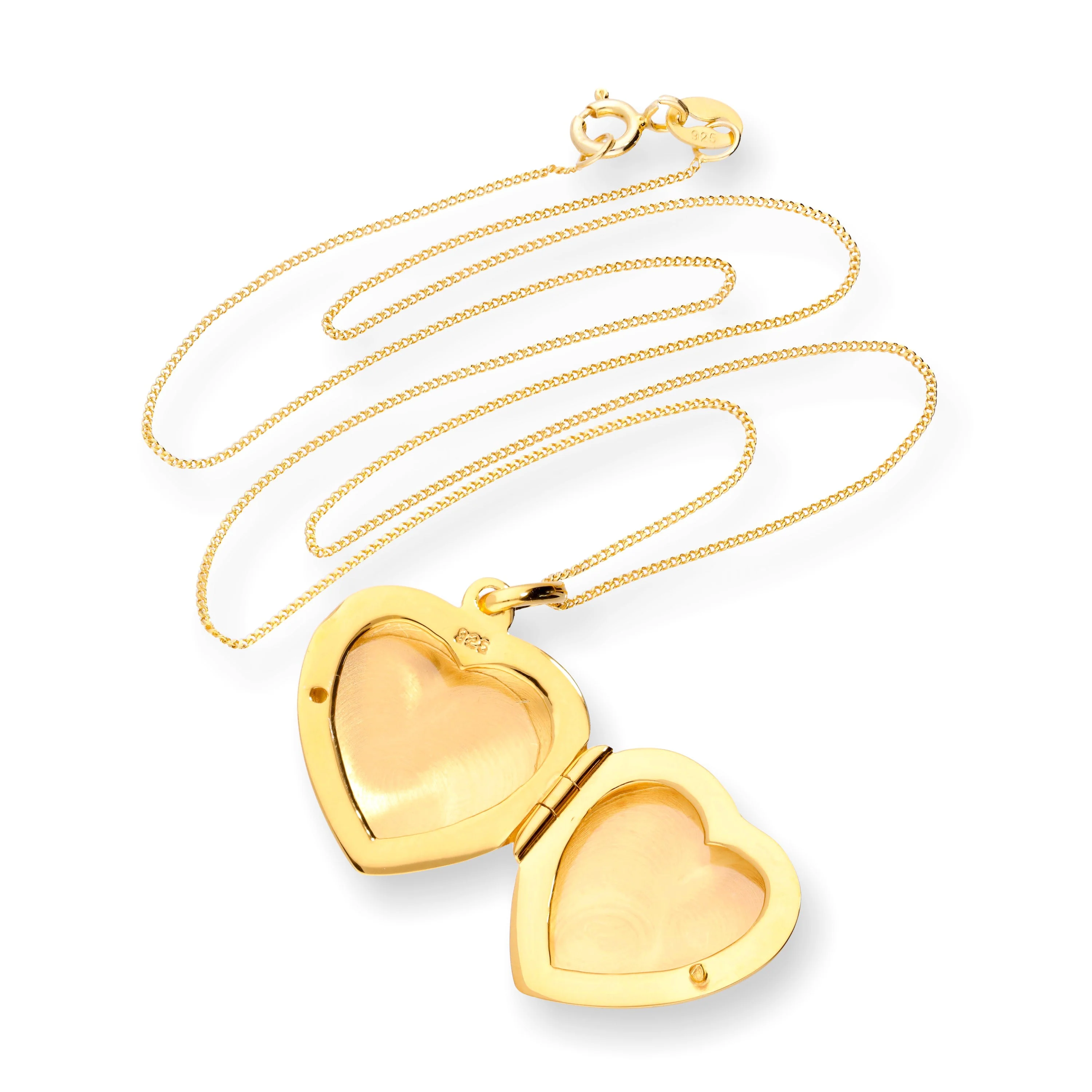 Gold Plated Sterling Silver Engravable Heart Locket on Chain 16 - 22 Inches - Image 4