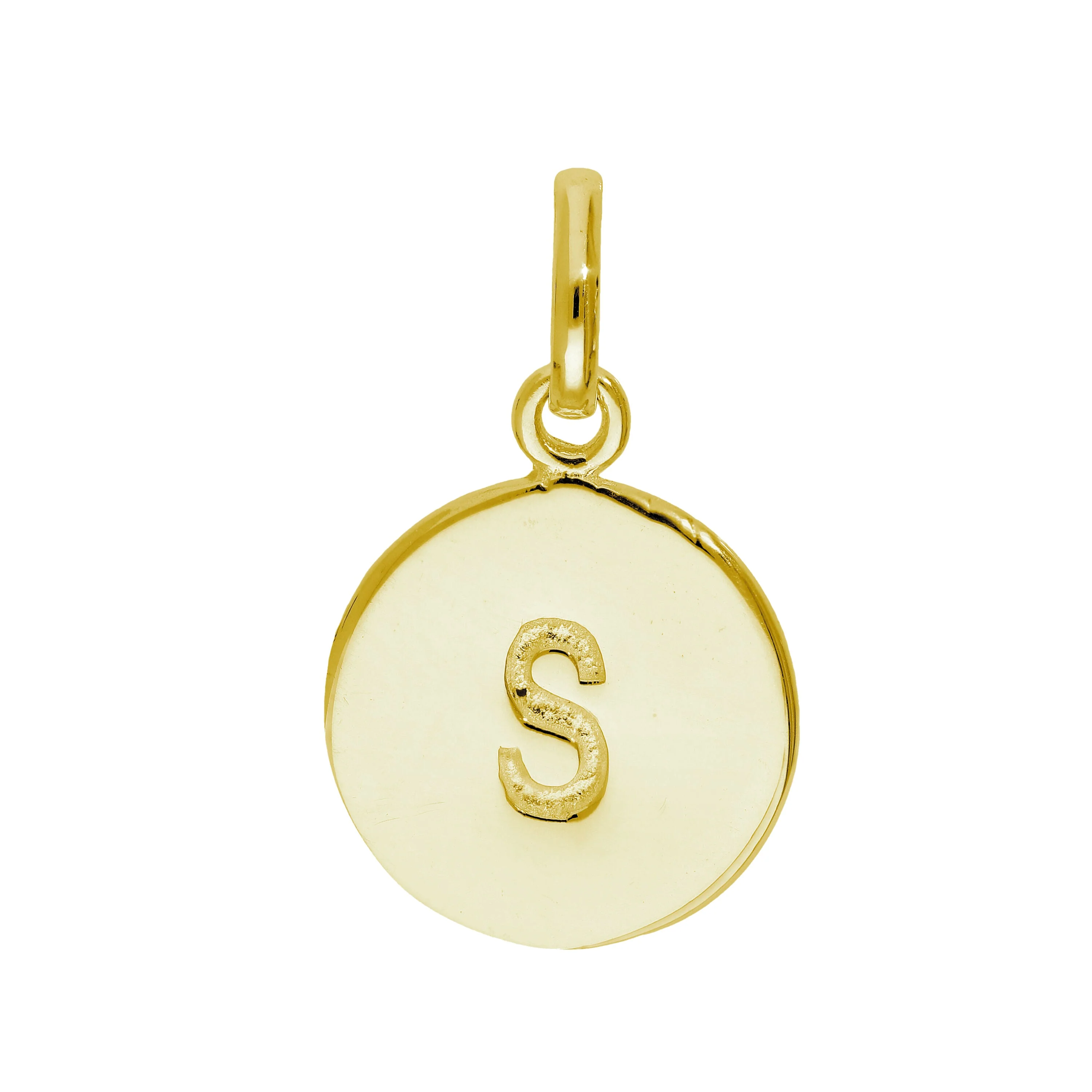Gold Plated Sterling Silver Engravable Round Letter A-Z Charm - Image 15