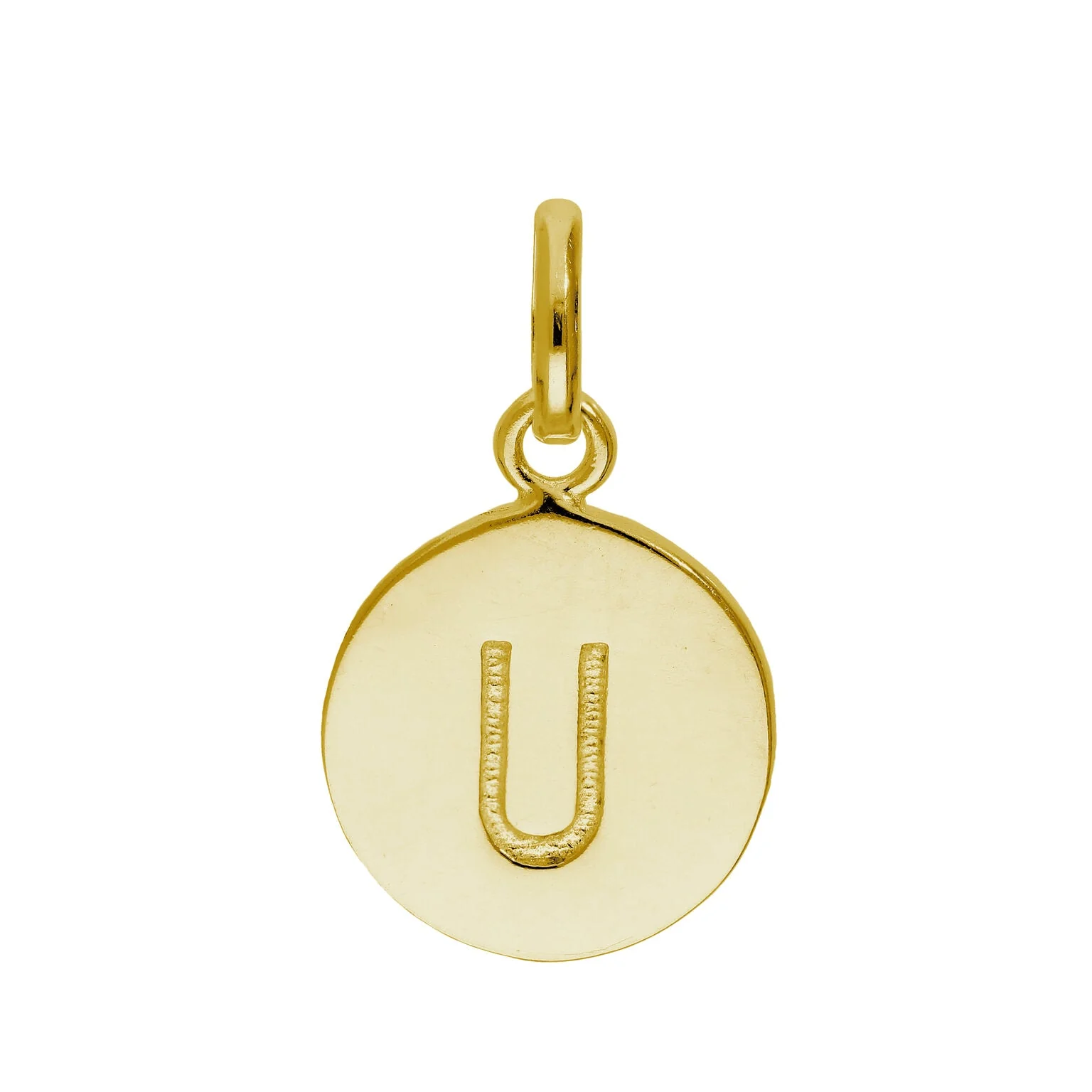 Gold Plated Sterling Silver Engravable Round Letter A-Z Charm - Image 20