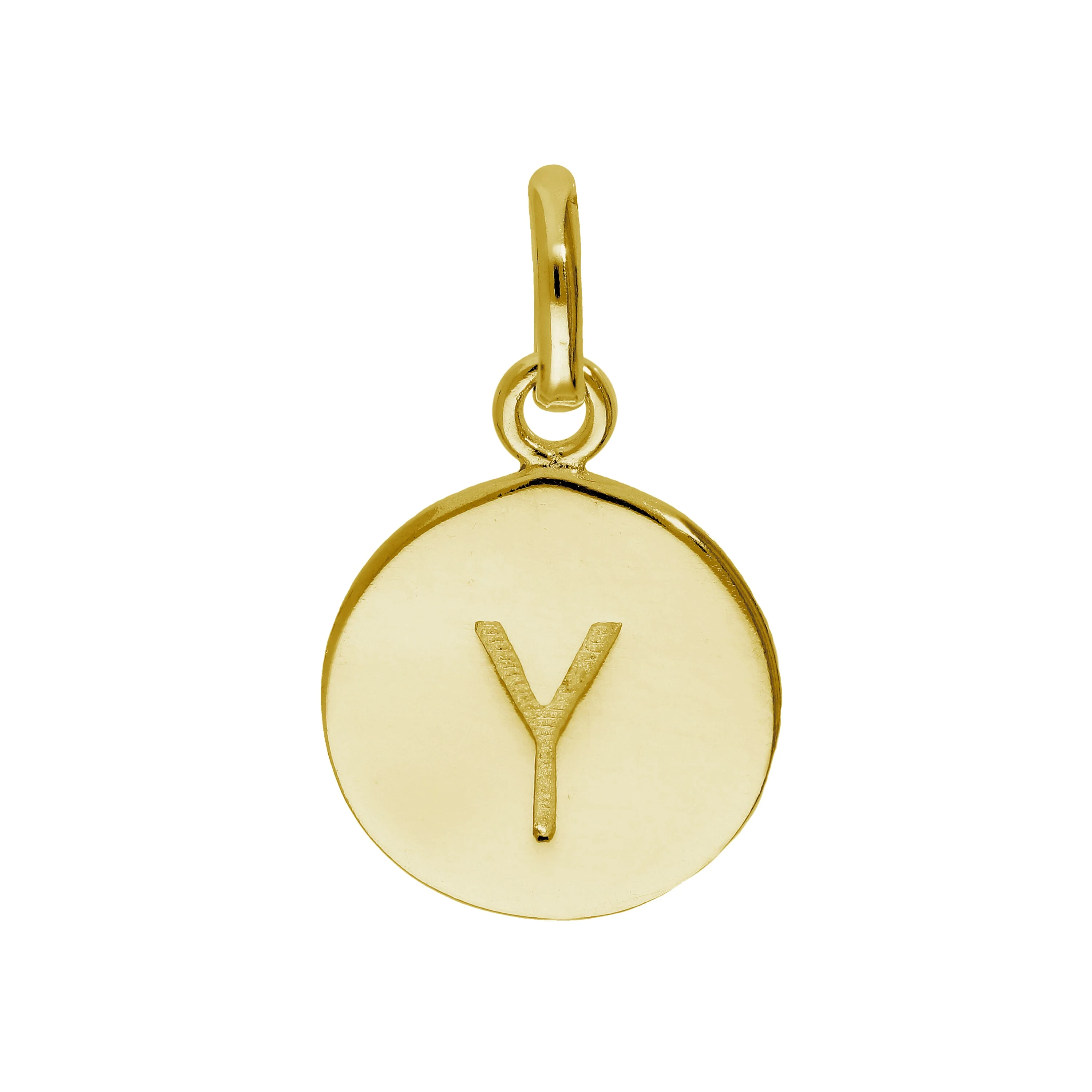 Gold Plated Sterling Silver Engravable Round Letter A-Z Charm - Image 21