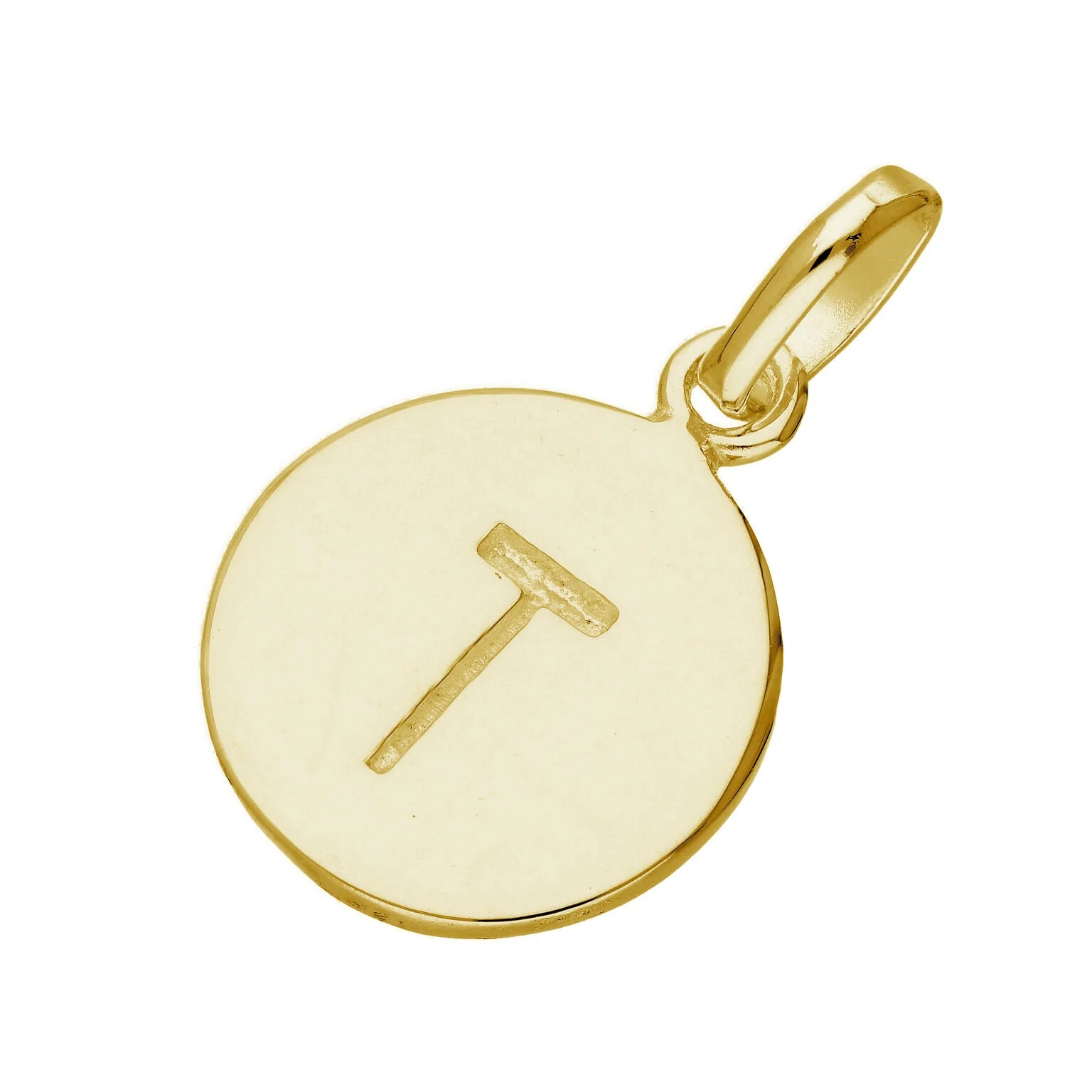 Gold Plated Sterling Silver Engravable Round Letter A-Z Charm - Image 28