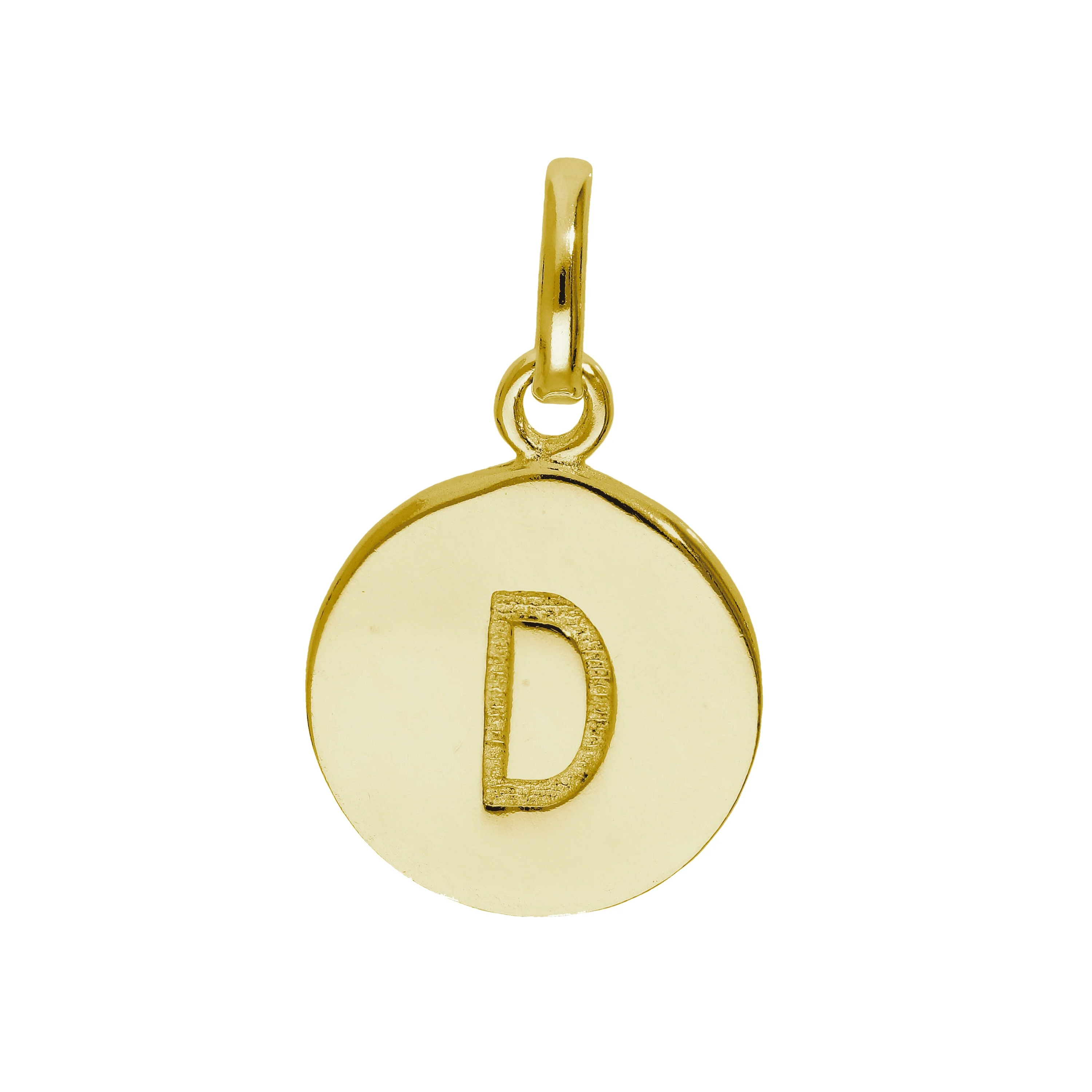 Gold Plated Sterling Silver Engravable Round Letter A-Z Charm - Image 8